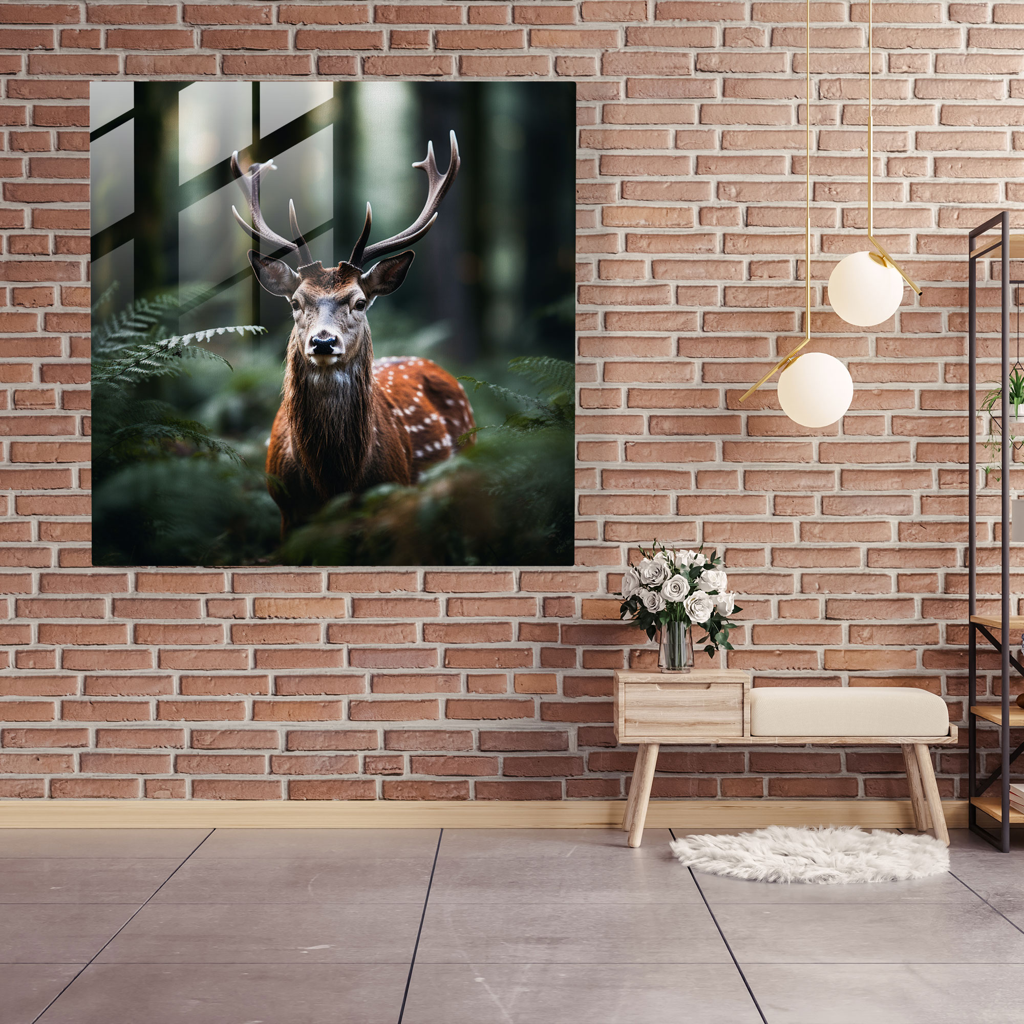Wildlife Glass Print - Serene Forest Deer - Wildlife, Wildlife, Glass Wall Art, Close-Up Shot