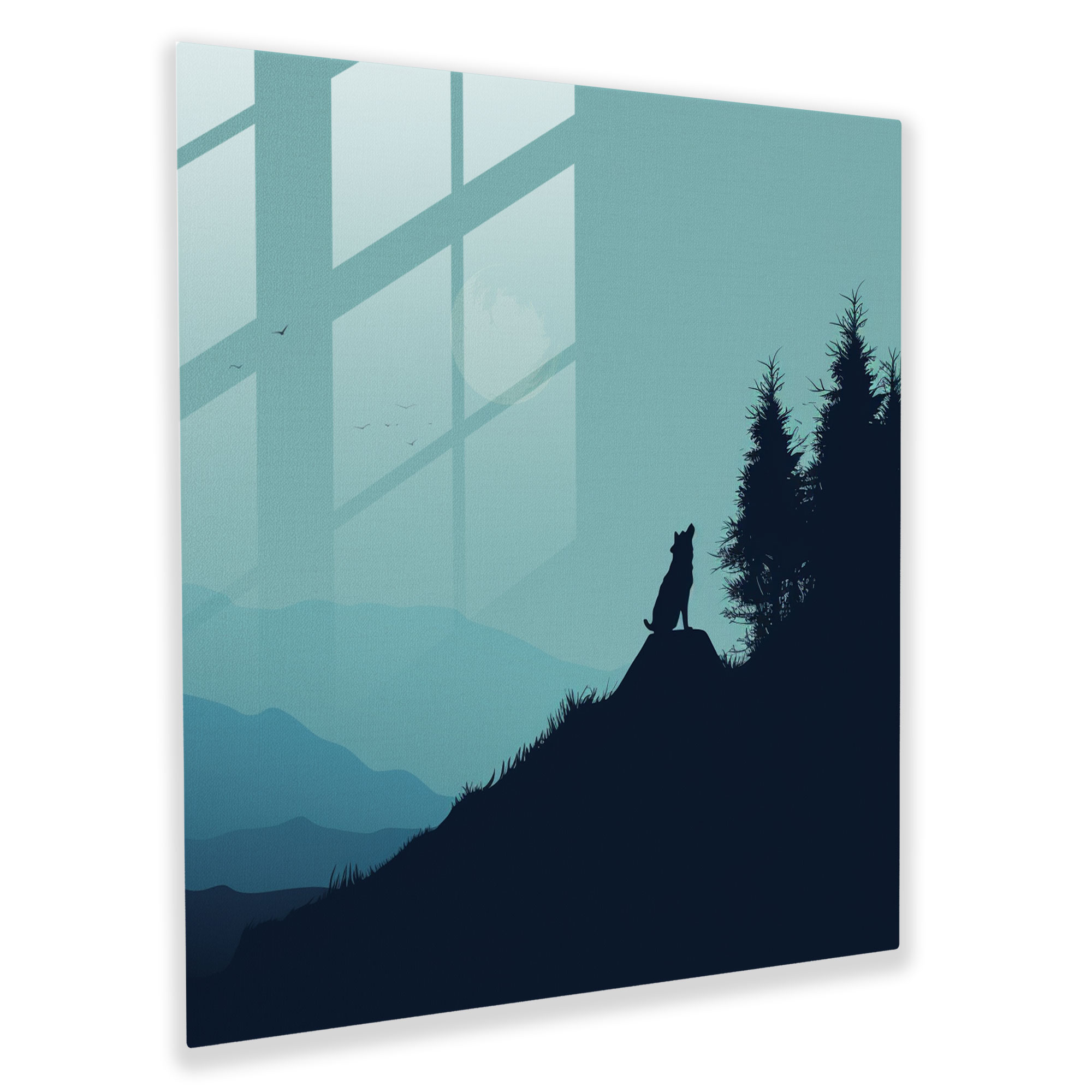 Wildlife Glass Wall Art - Lone Wolf - Wildlife, Lone Wolf, Minimalist Illustration, Home Decoration