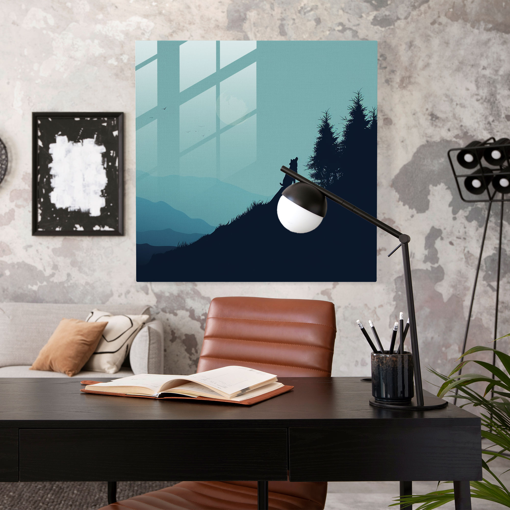 Wildlife Glass Wall Art - Lone Wolf - Wildlife, Lone Wolf, Minimalist Illustration, Home Decoration