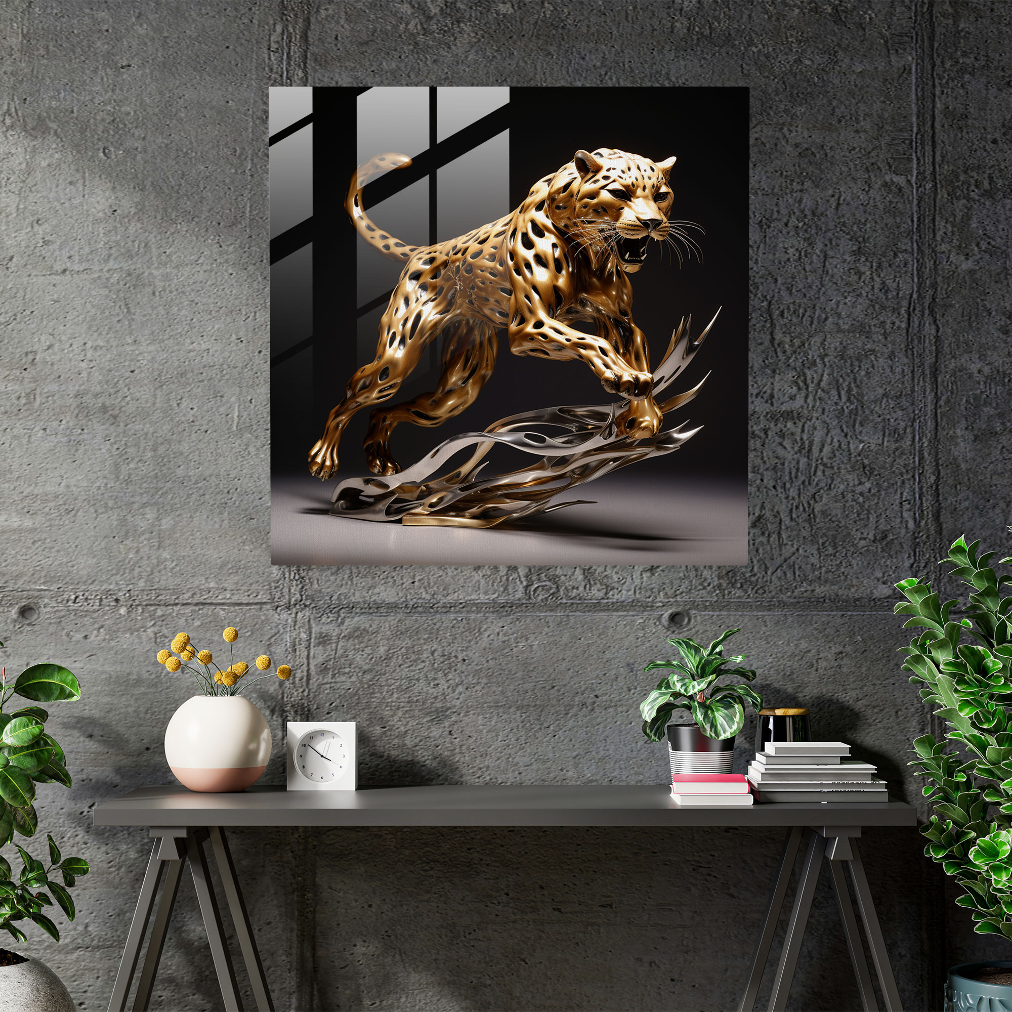 Wildlife Glass Wall Art - Running Cheetah - Wildlife, Wall Decoration, Modern Art, Abstract Sculpture
