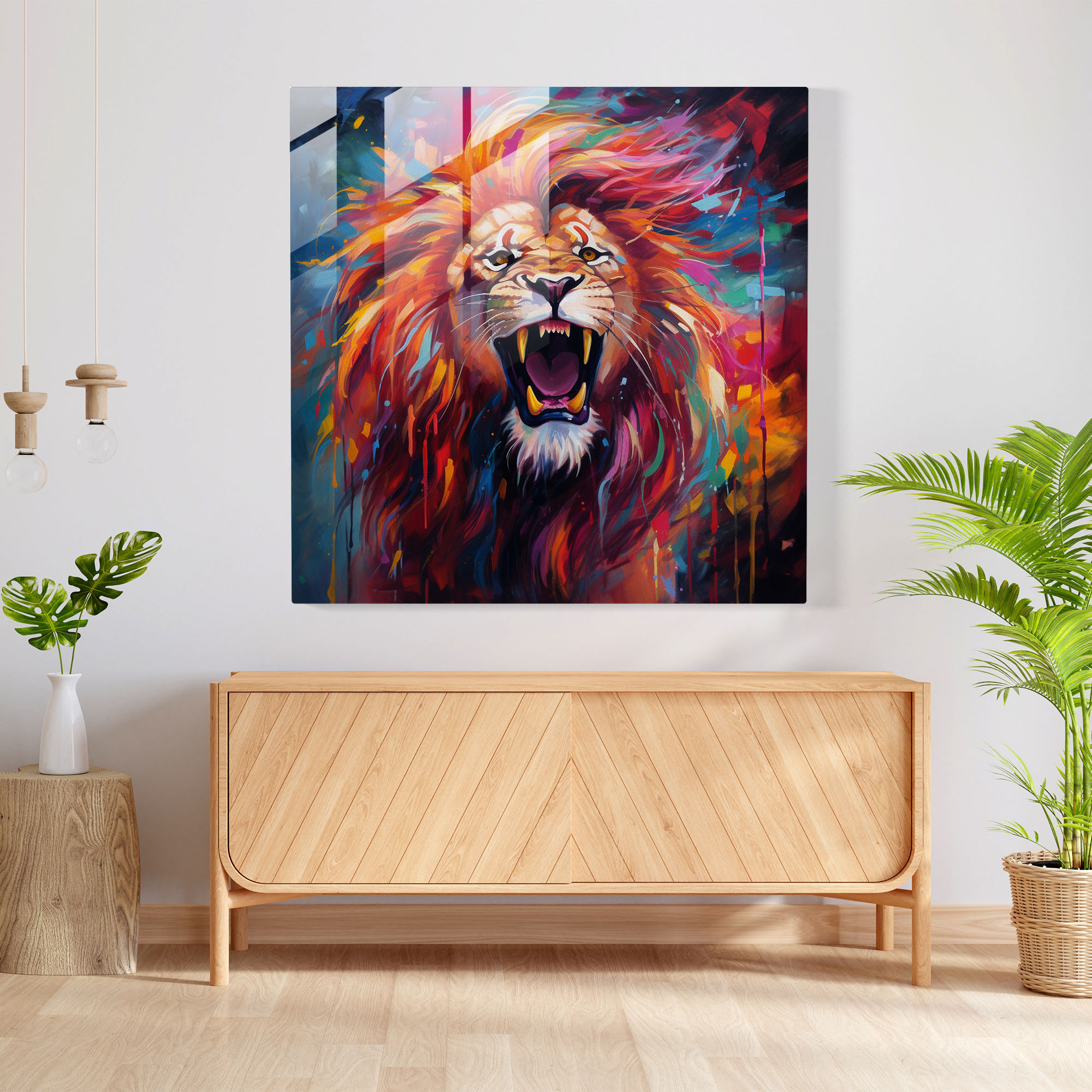 Wildlife Glass Print - Abstract Lion Roar - Wildlife, Roar, Lion, Wall Decoration
