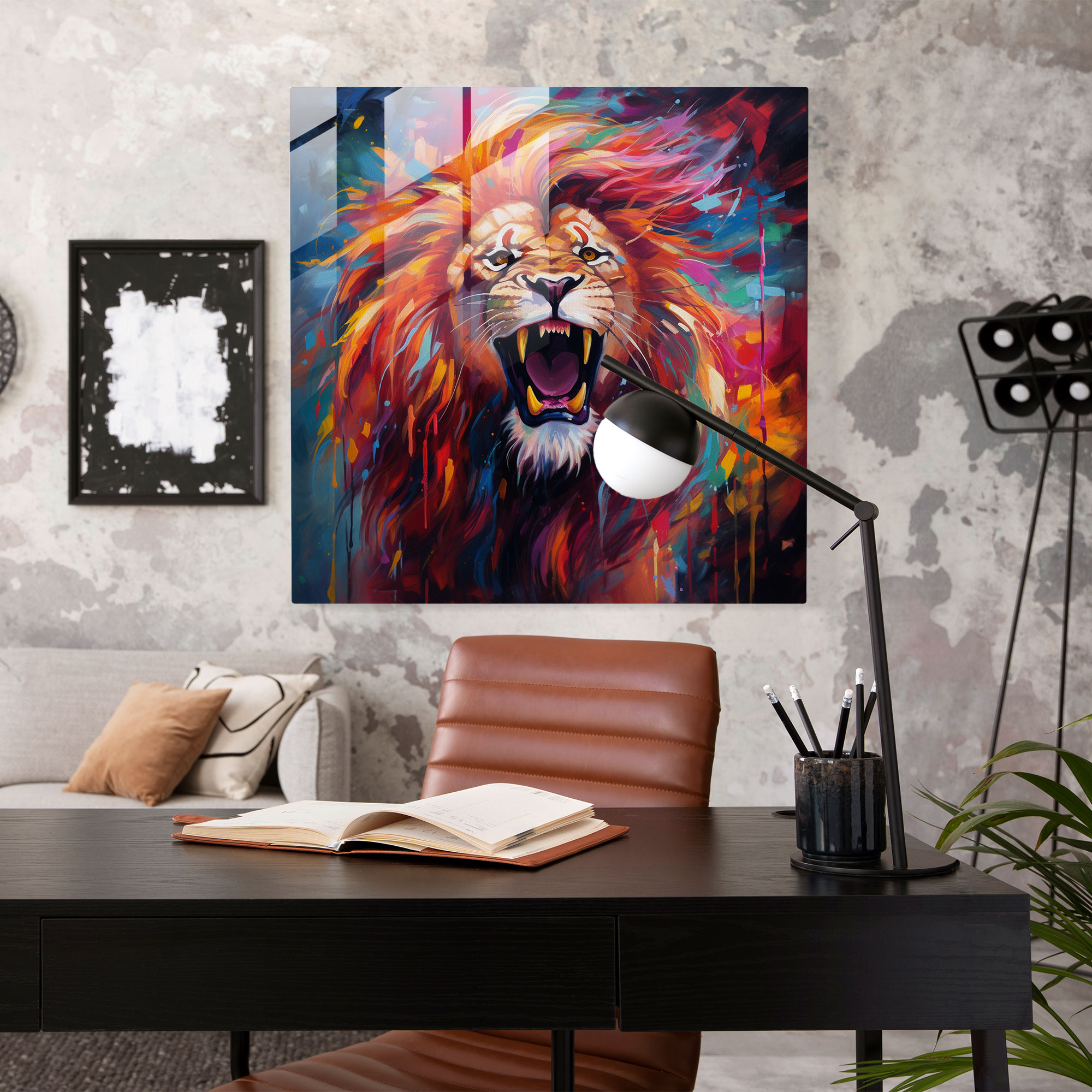 Wildlife Glass Print - Abstract Lion Roar - Wildlife, Roar, Lion, Wall Decoration