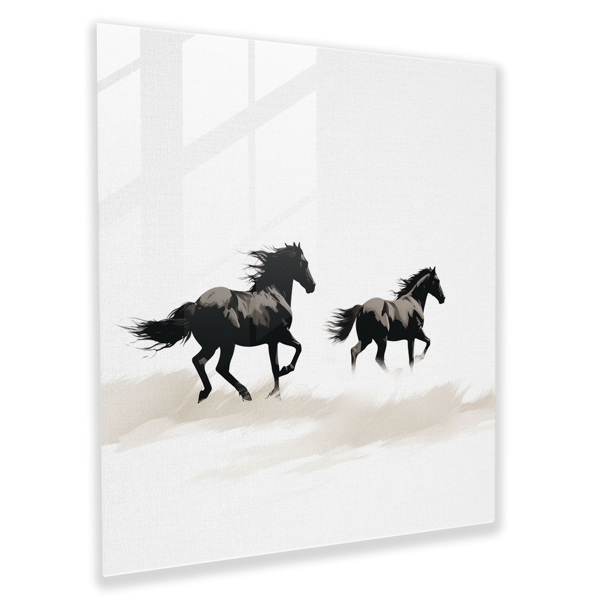 Wildlife Glass Wall Art - Minimalist Horse Sketch - Wildlife, Home Decoration, Wall Decoration, Open Field