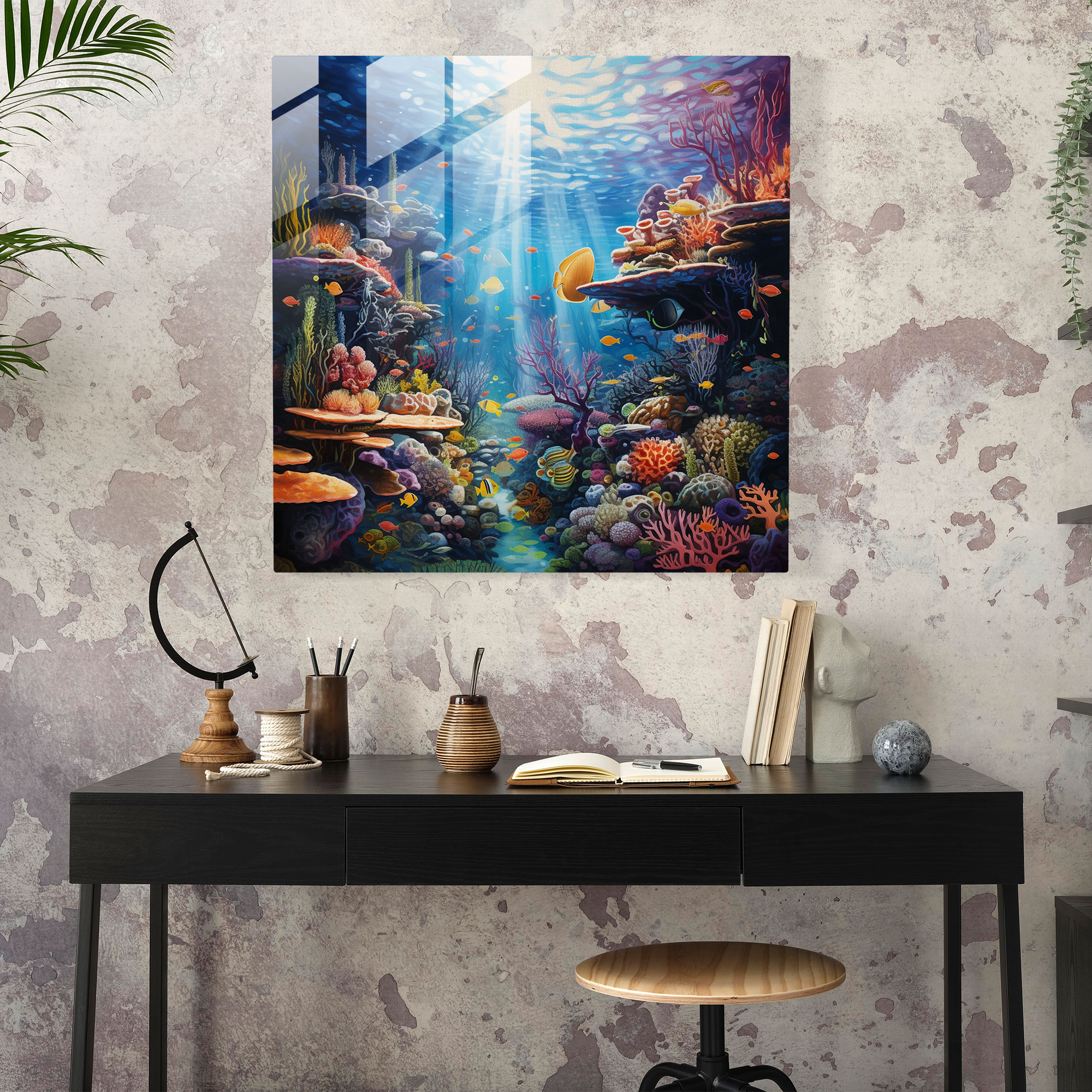 Wildlife Glass Print - Surreal Underwater Realm - Wildlife, Home Decoration, Glass Wall Art, Surrealistic Painting