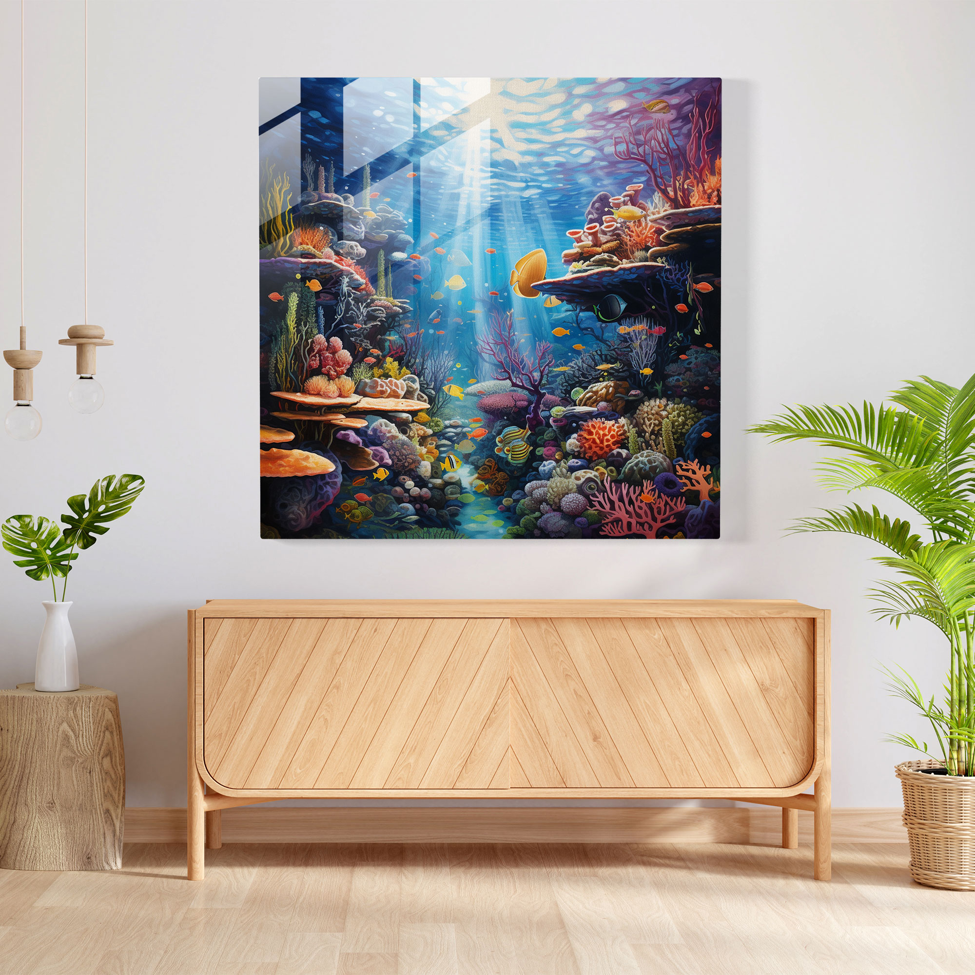 Wildlife Glass Print - Surreal Underwater Realm - Wildlife, Home Decoration, Glass Wall Art, Surrealistic Painting