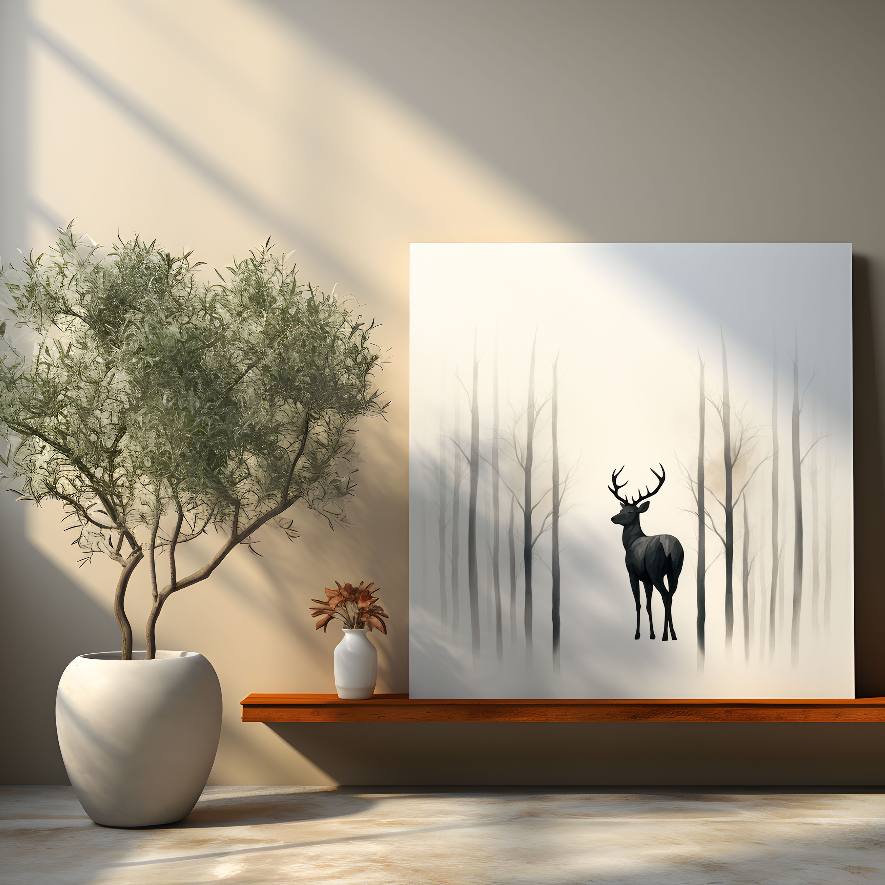 Wildlife Wall Art - Minimalist Line Deer Canvas Print - Wildlife, Deer, Wall Art, Wildlife