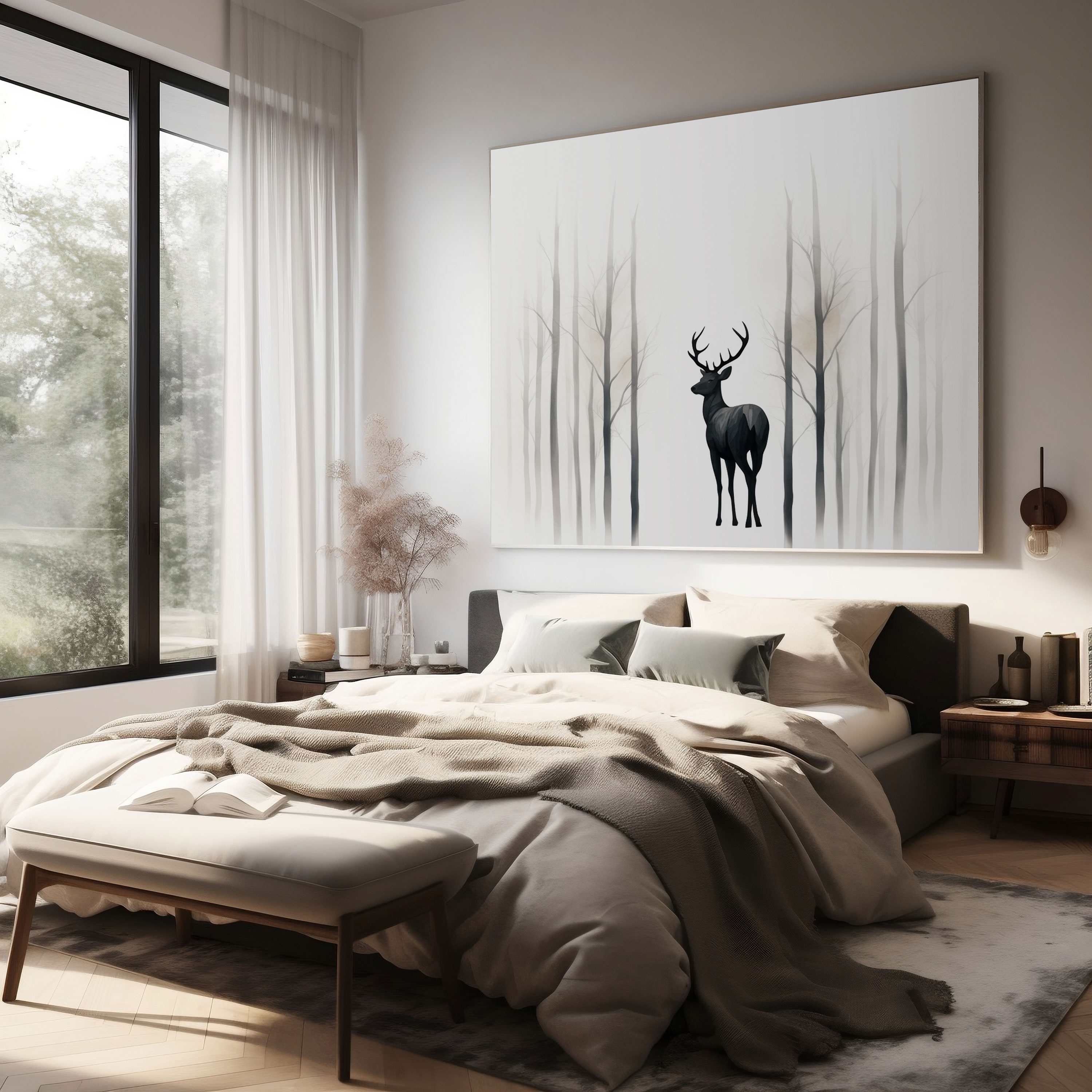 Wildlife Wall Art - Minimalist Line Deer Canvas Print - Wildlife, Deer, Wall Art, Wildlife