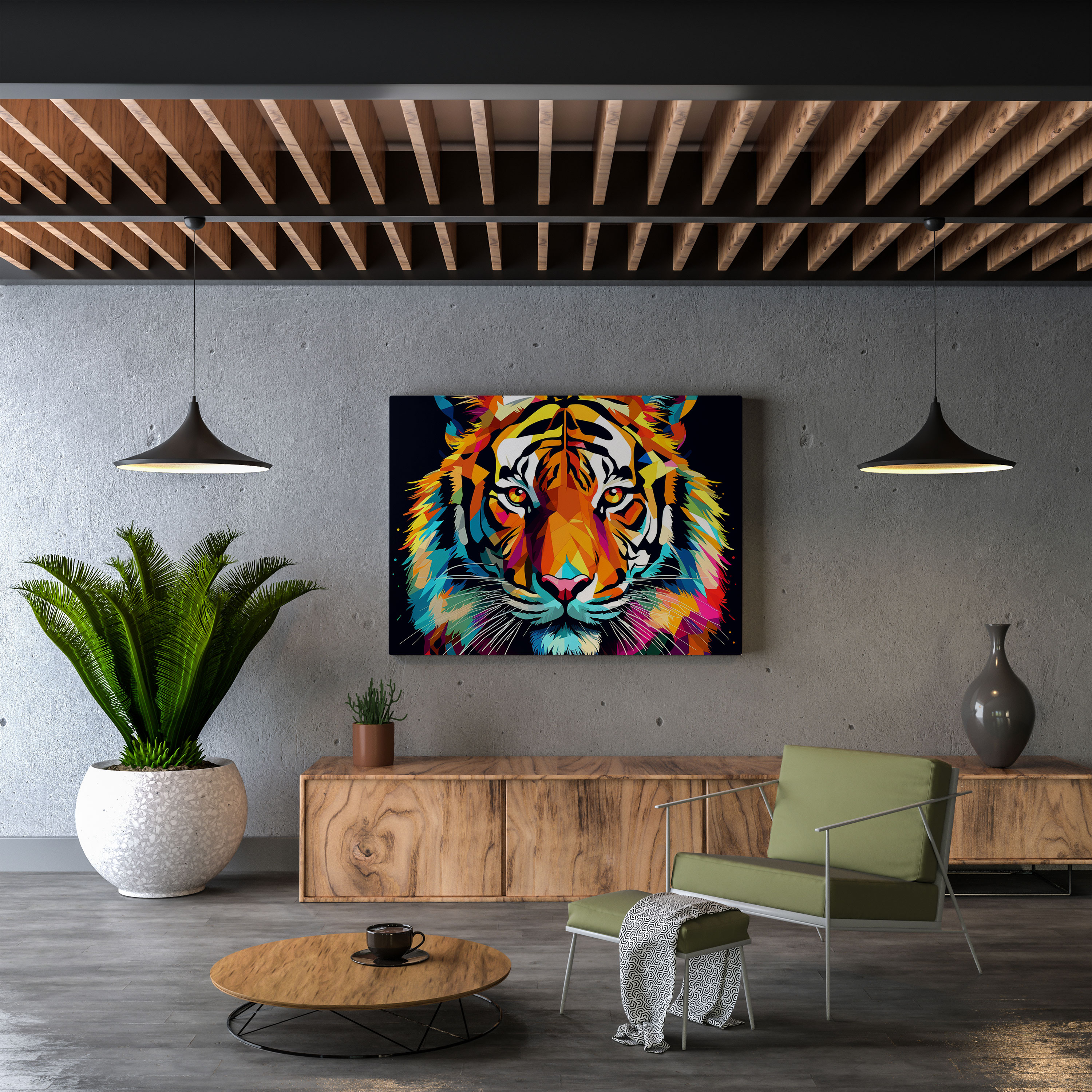 Wildlife Canvas Print - Pop Art Tiger Wall Decoration - Wildlife, Pop Art Illustration, Wall Decoration, Canvas