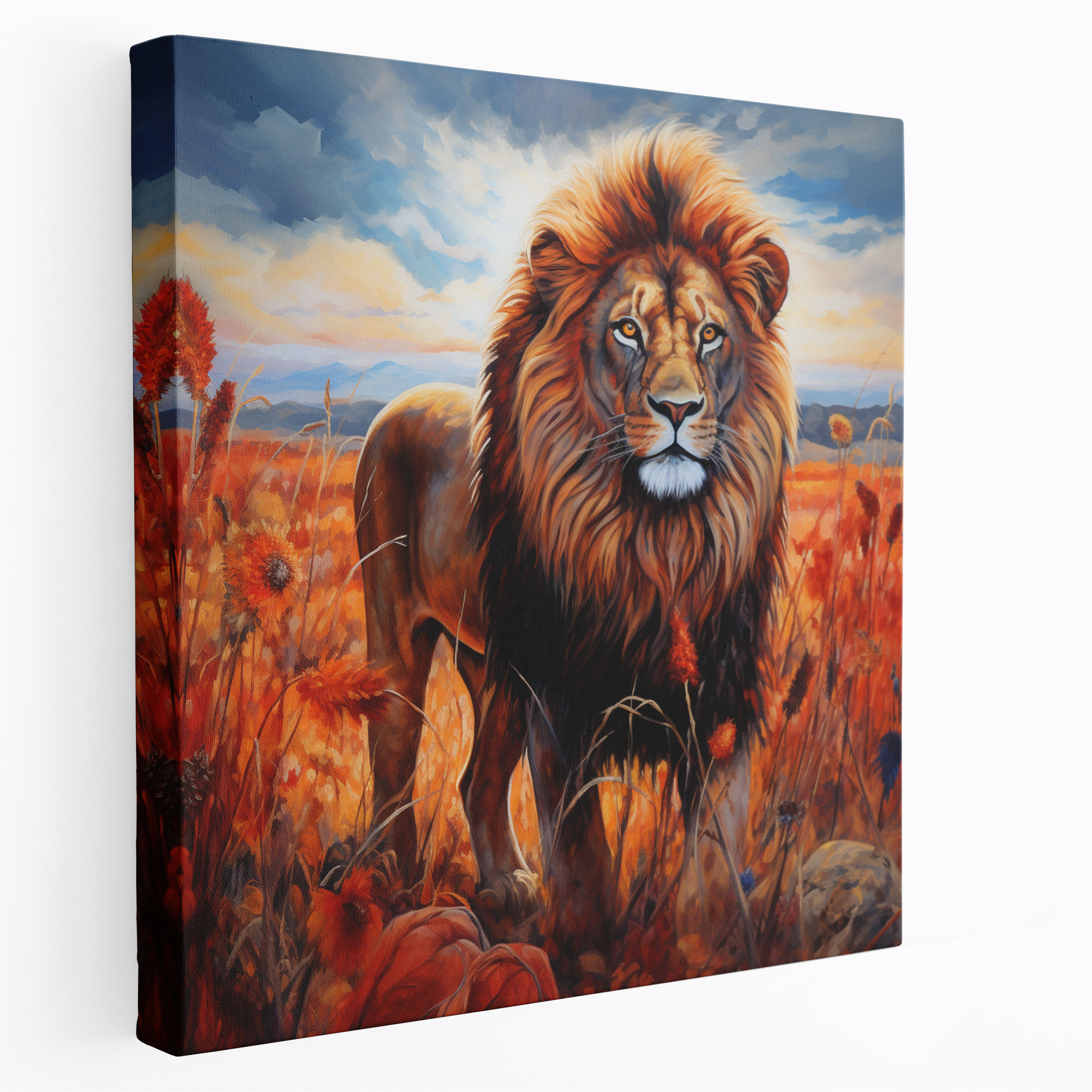 Wildlife Canvas Print - Majestic Lion In African Savannah - Wildlife, Majestic Lion, Canvas Wall Art, Canvas Print