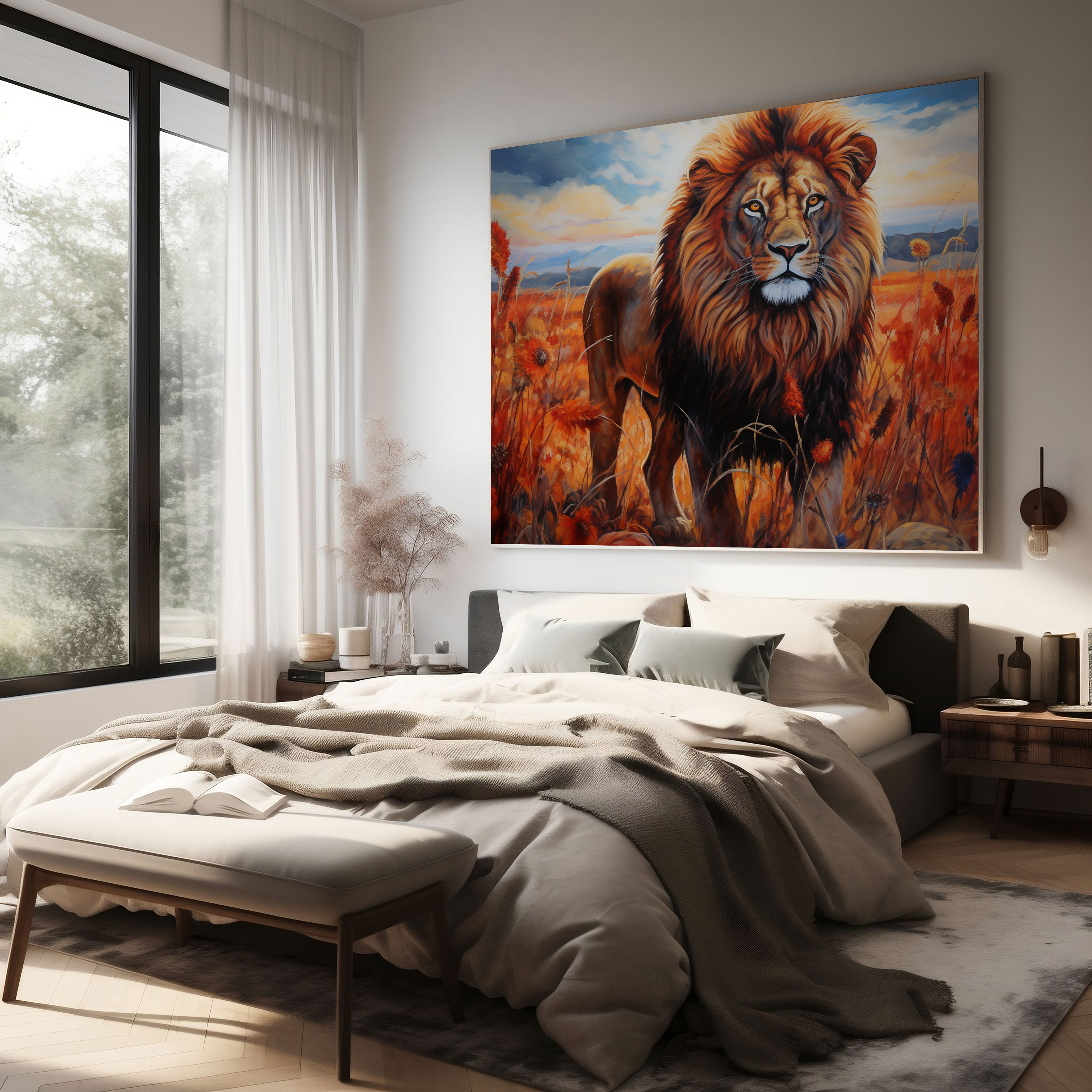 Wildlife Canvas Print - Majestic Lion In African Savannah - Wildlife, Majestic Lion, Canvas Wall Art, Canvas Print