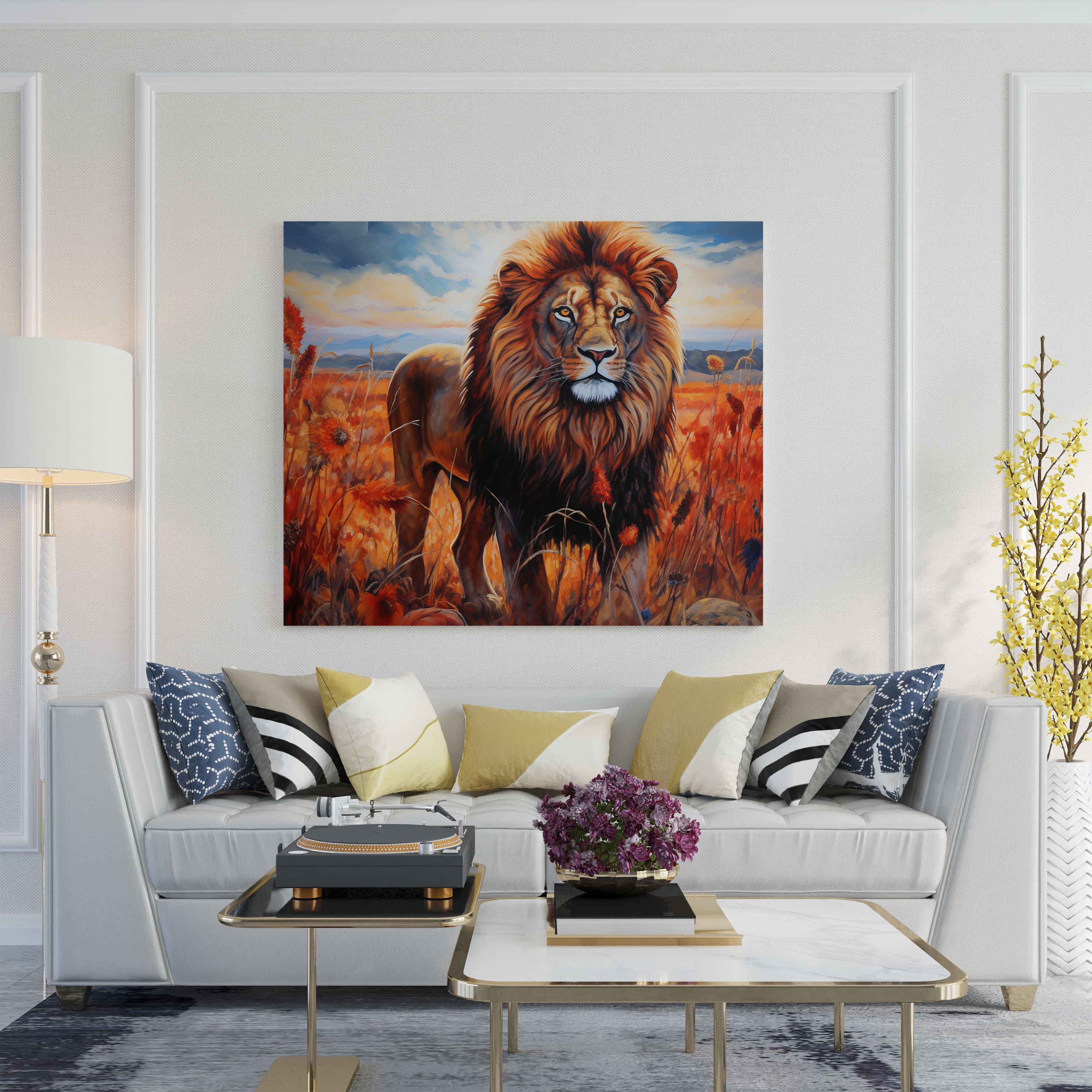 Wildlife Canvas Print - Majestic Lion In African Savannah - Wildlife, Majestic Lion, Canvas Wall Art, Canvas Print