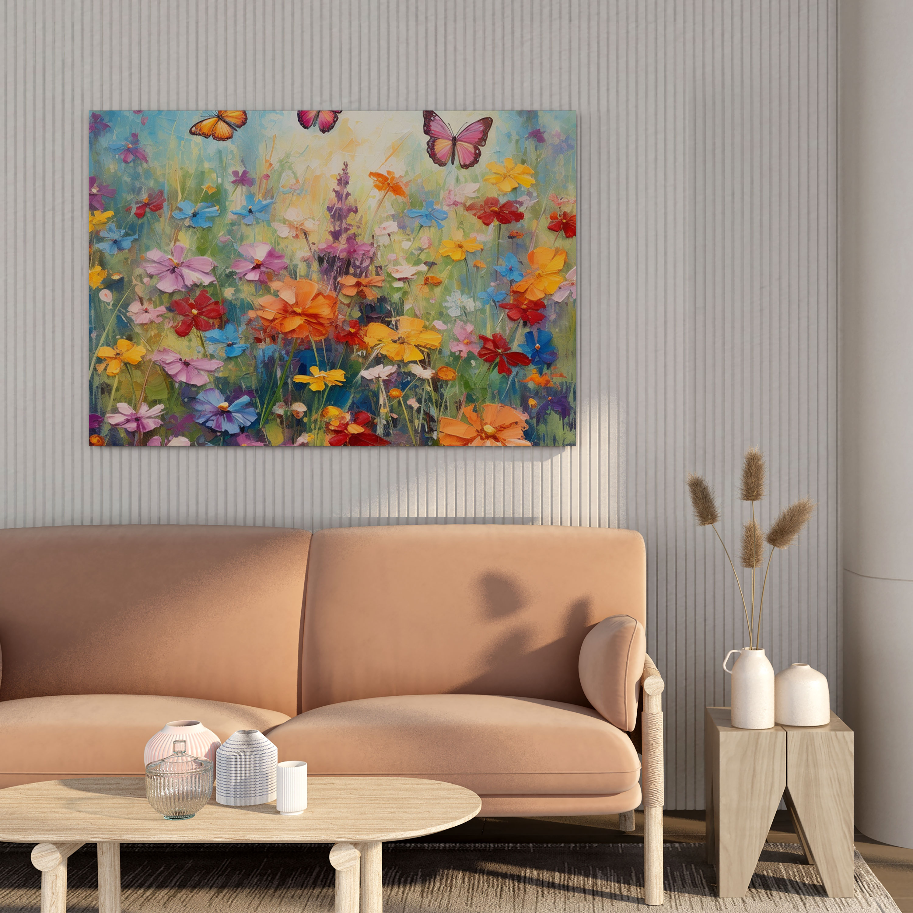 Wildlife Wall Decoration - Colorful Flowers And Butterflies - Wildlife, Wall Decoration, Canvas Wall Art, Wildlife