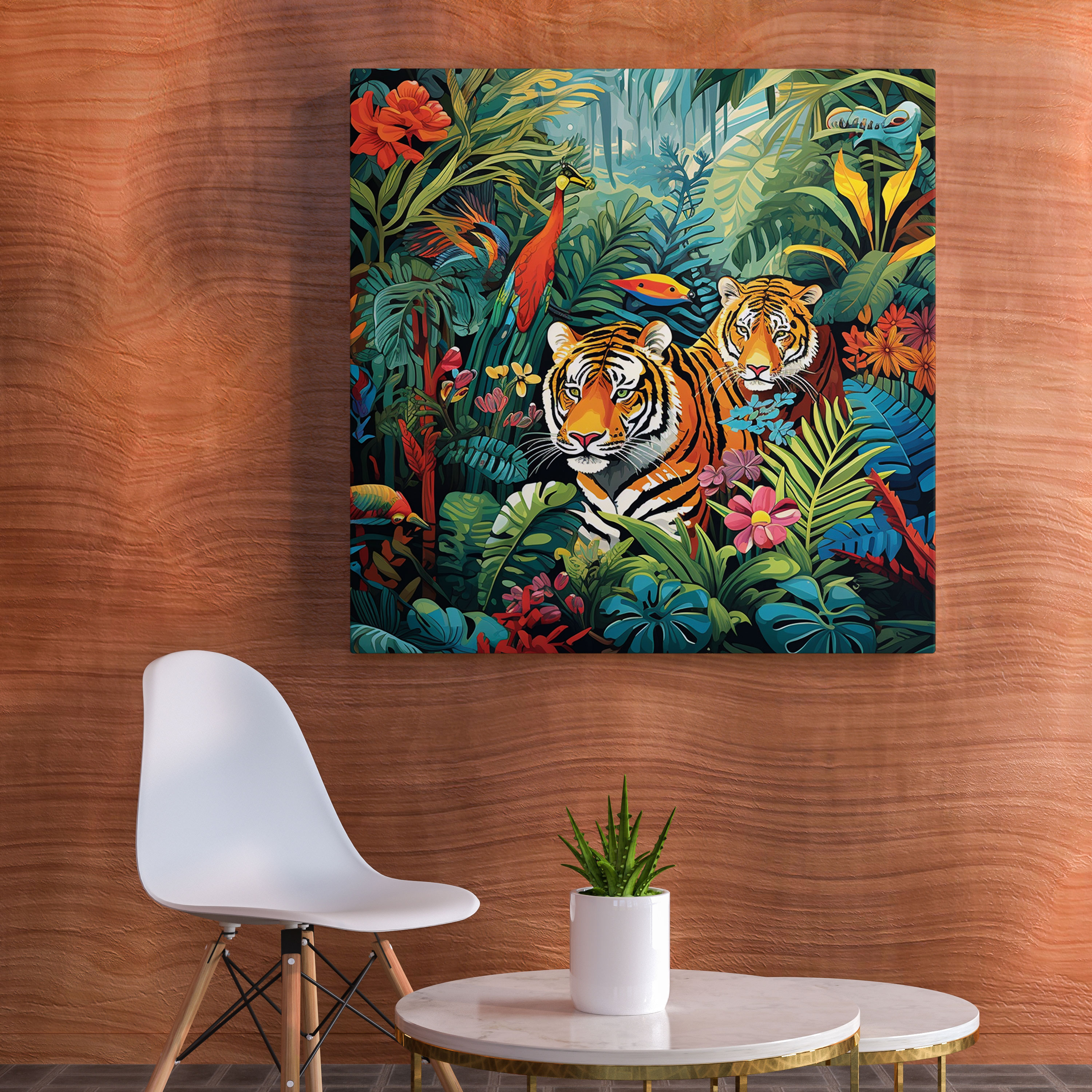 Wildlife Wall Art - Exotic Animals In Vibrant Jungle - Wildlife, Exotic Animals, Canvas Wall Art, Wall Art