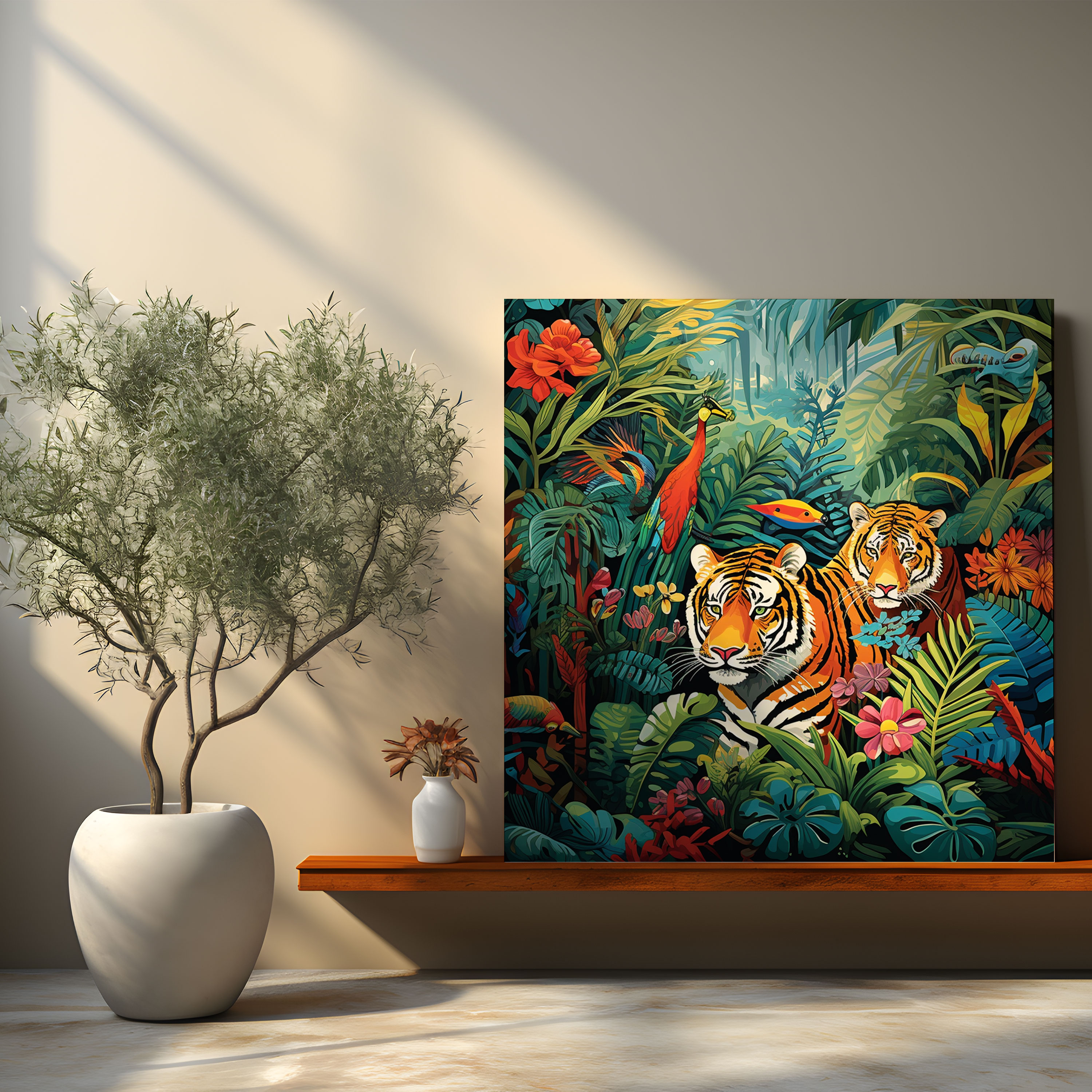 Wildlife Wall Art - Exotic Animals In Vibrant Jungle - Wildlife, Exotic Animals, Canvas Wall Art, Wall Art