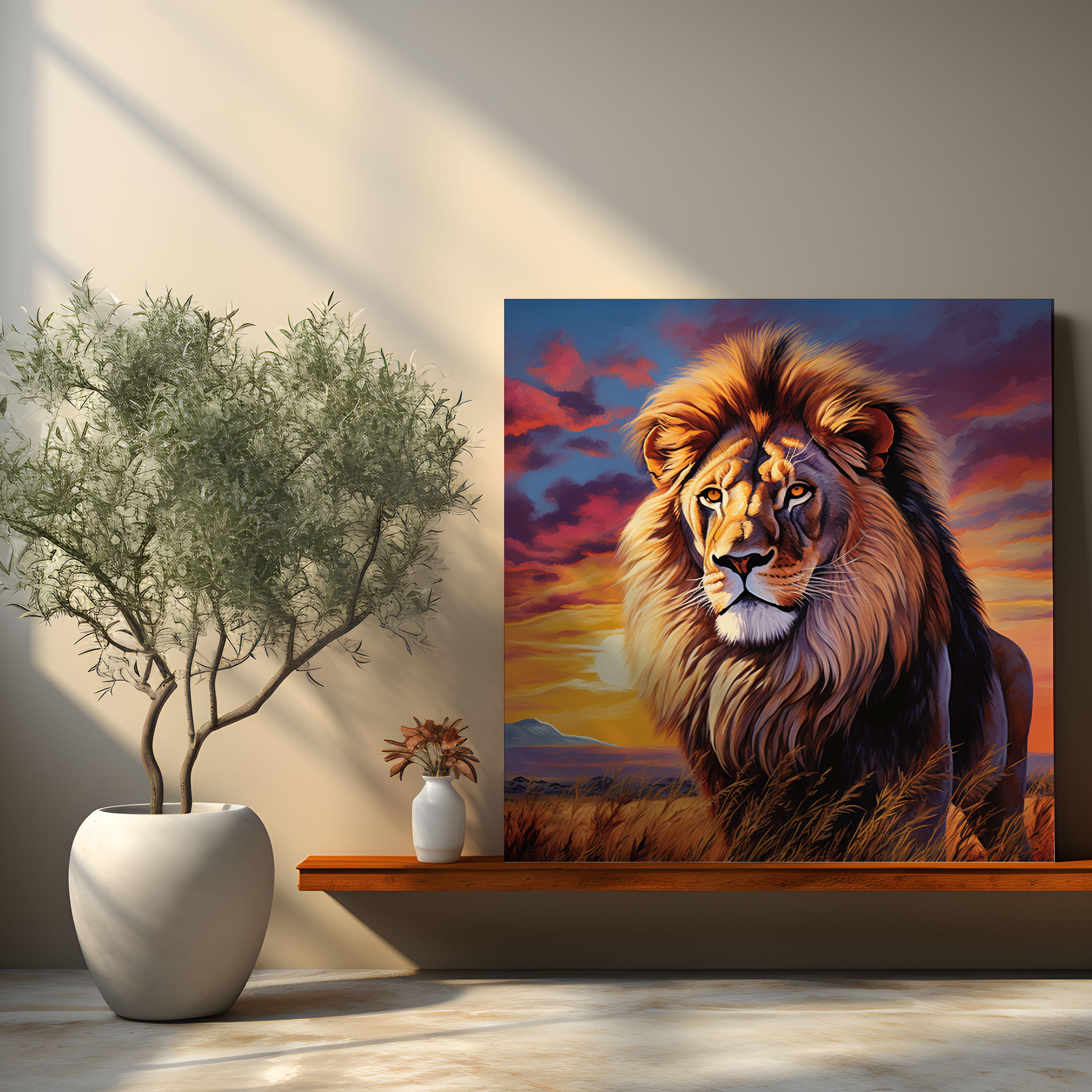 Wildlife Canvas Print - Majestic Lion In African Savannah - Wildlife, Canvas Wall Art, Wall Decoration, Wildlife
