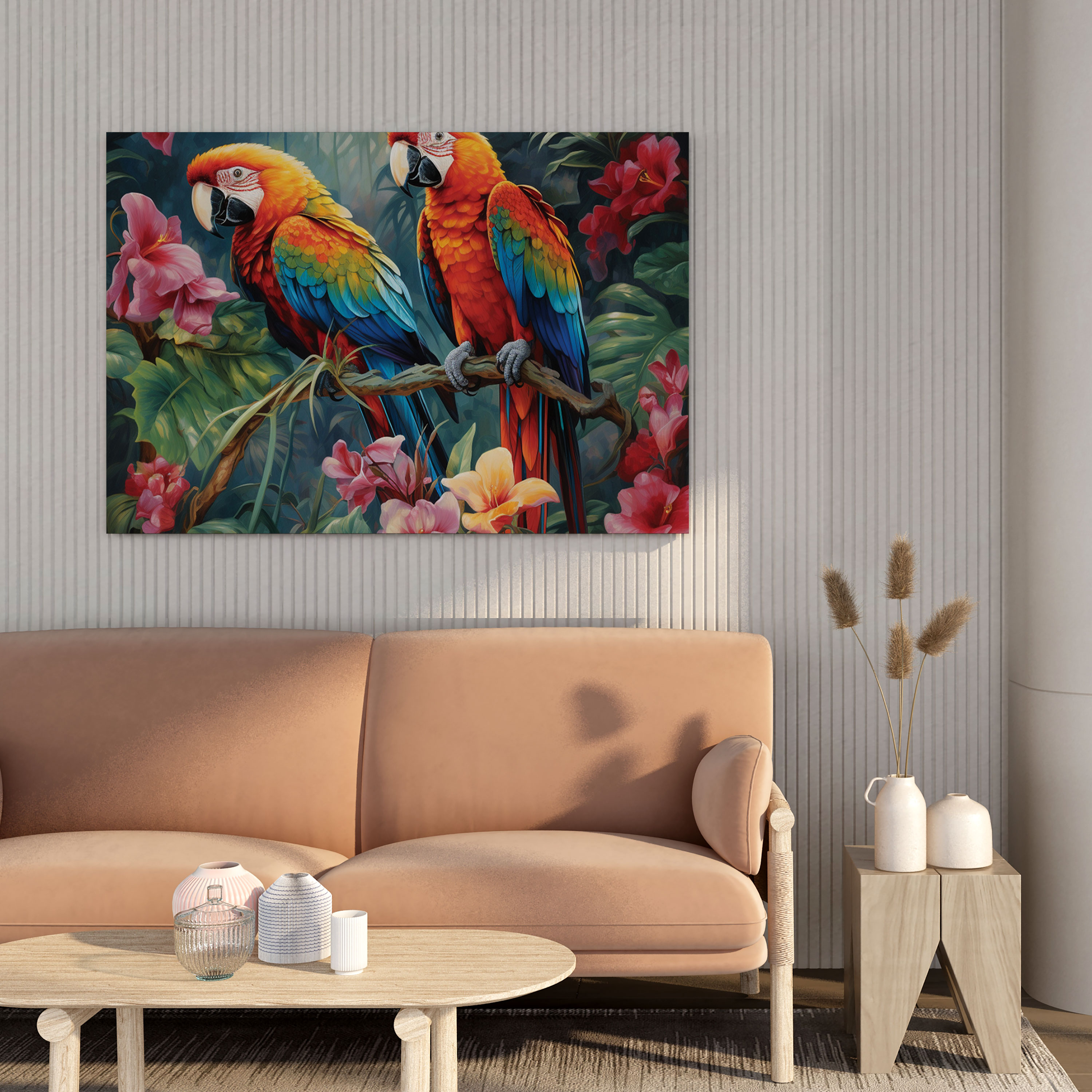 Wildlife Canvas Print - Stunning Parrots Among Tropical Foliage - Wildlife, Wall Art, Canvas Print, Wall Decoration