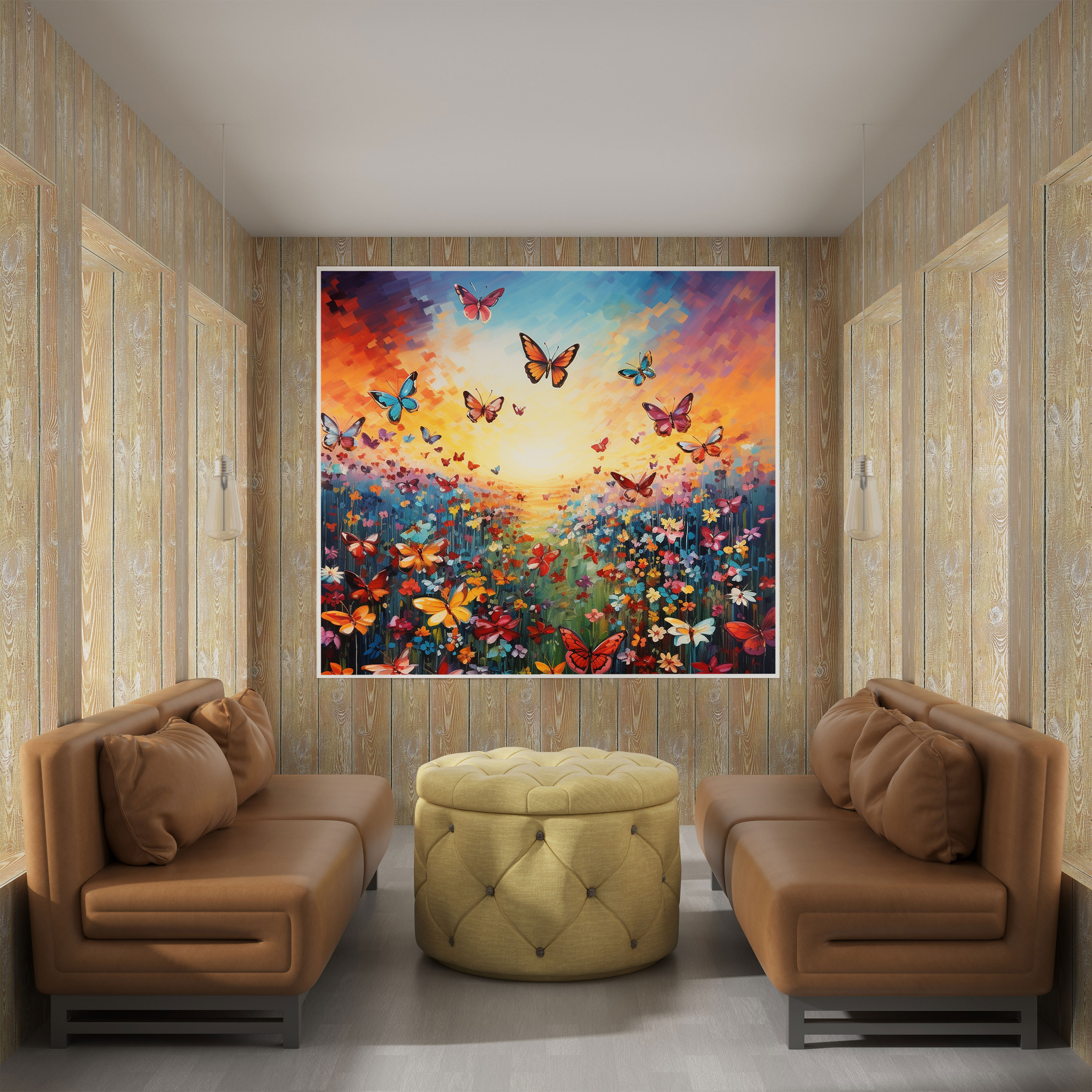 Wildlife Canvas Print - Mesmerizing Butterflies Among Wildflowers - Wildlife, Wall Decoration, Butterflies, Canvas
