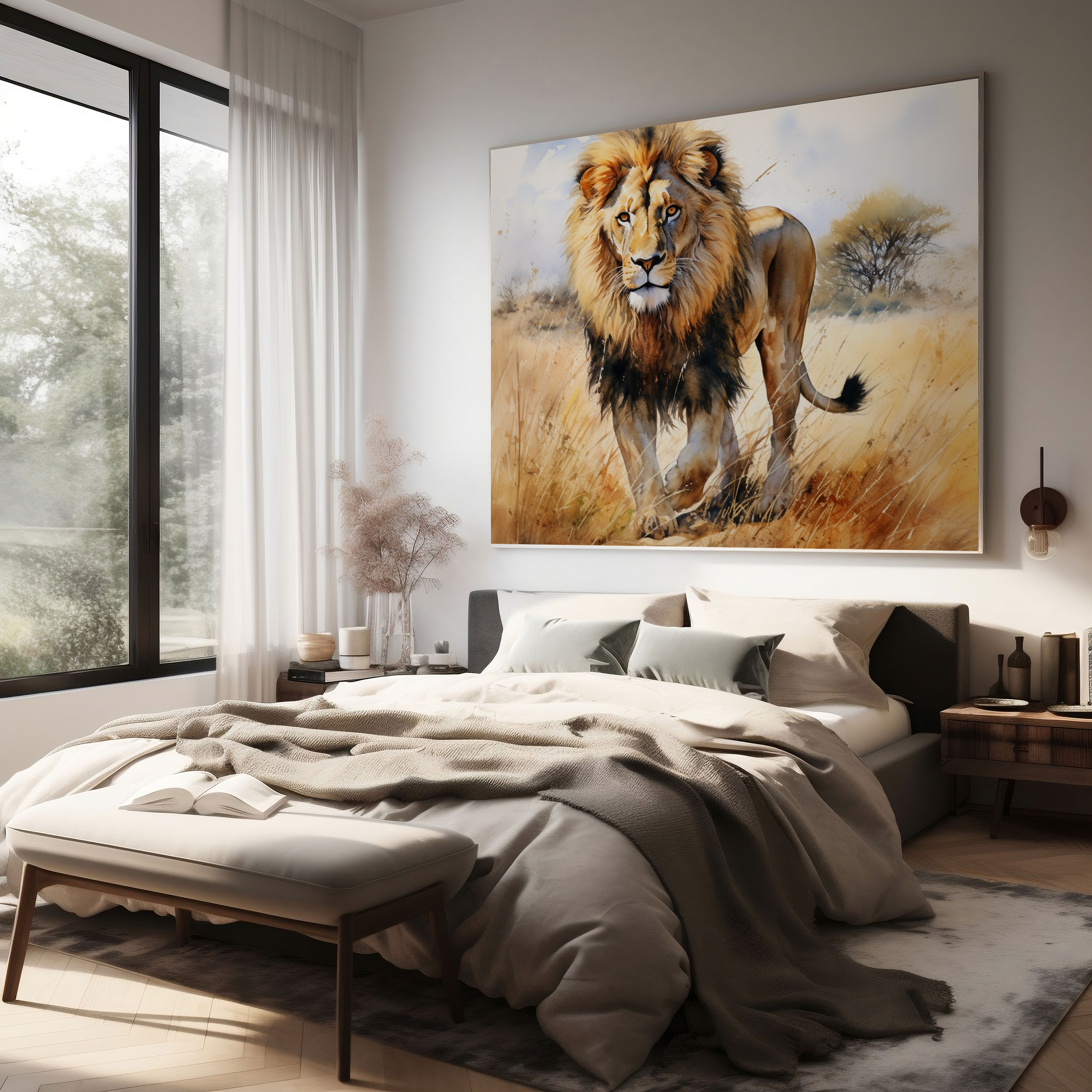 Wildlife Canvas Print - Majestic Lion - Wildlife, Savannah, Canvas, Wildlife