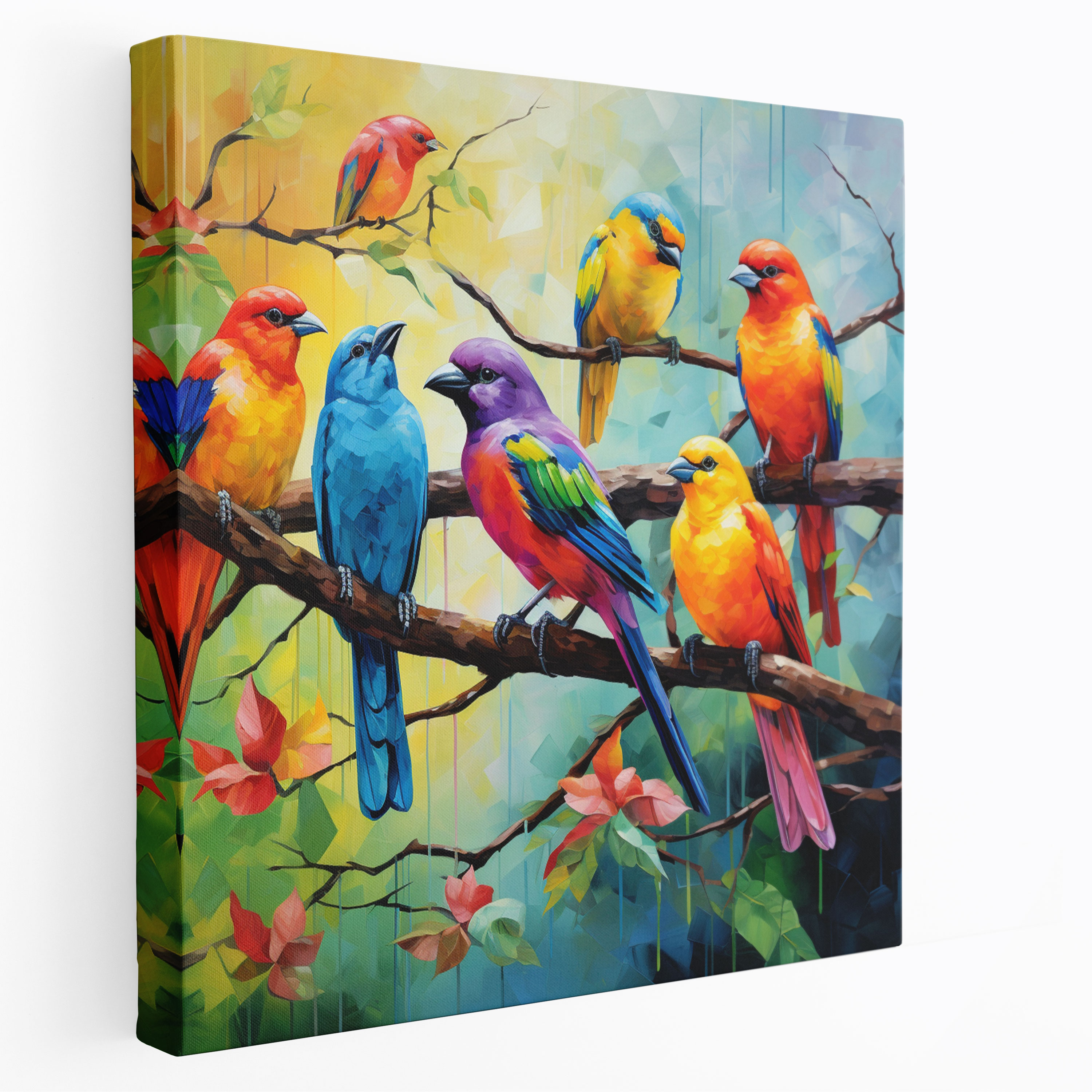 Wildlife Wall Art - Colorful Birds - Wildlife, Canvas Wall Art, Wall Decoration, Vibrant Acrylic Painting