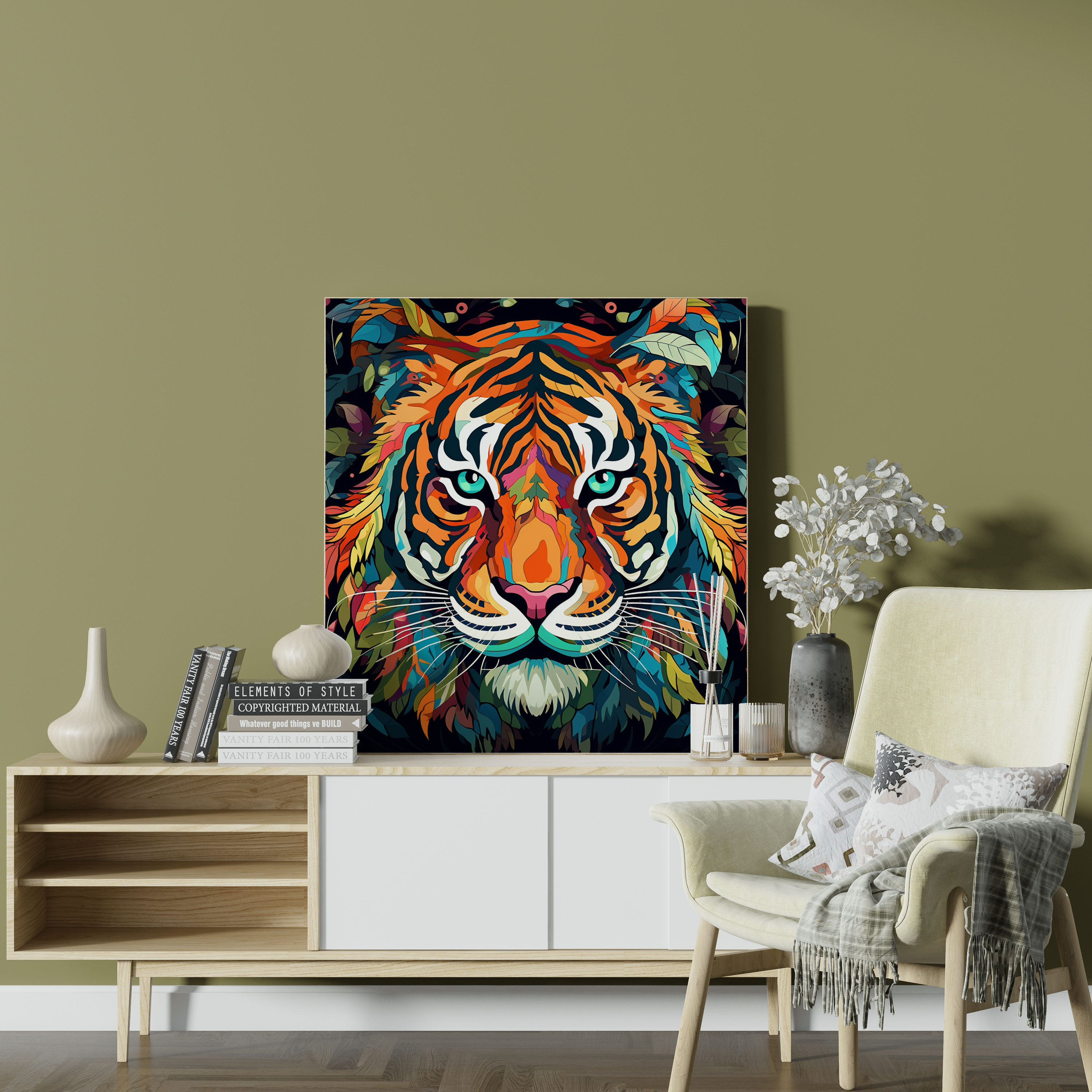 Wildlife Canvas Wall Art - Stylized Tiger - Wildlife, Stylized Tiger, Wildlife, Canvas