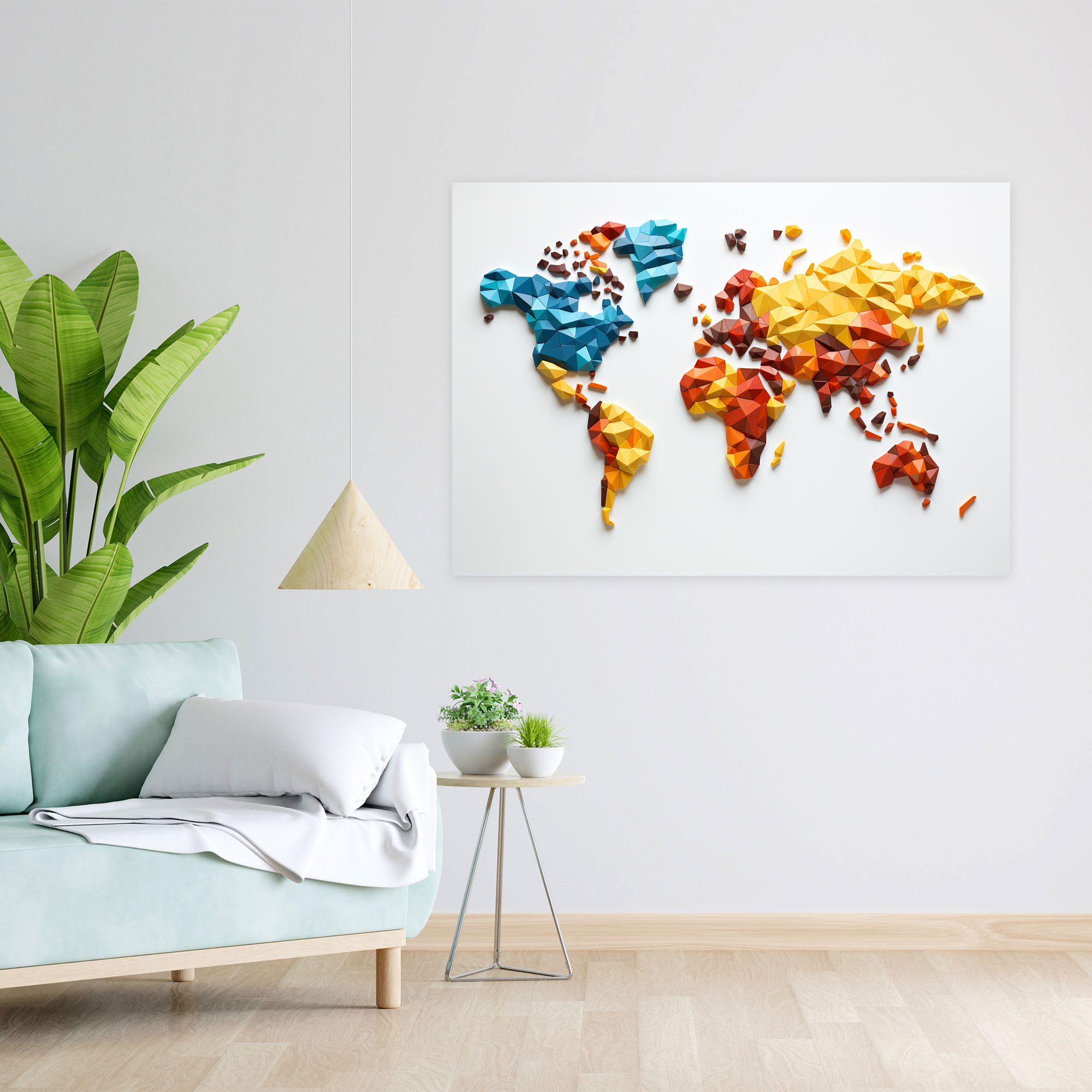 Geometric World Map Canvas Print - World Map, Canvas Print, Wall Art, Canvas