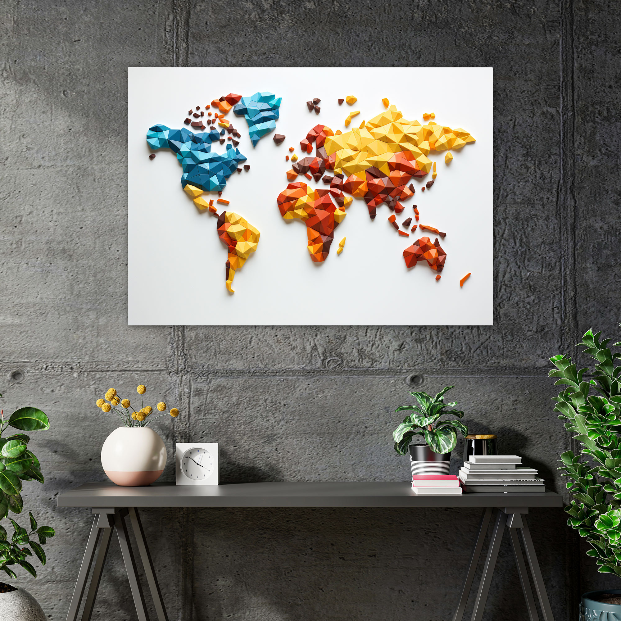 Geometric World Map Canvas Print - World Map, Canvas Print, Wall Art, Canvas