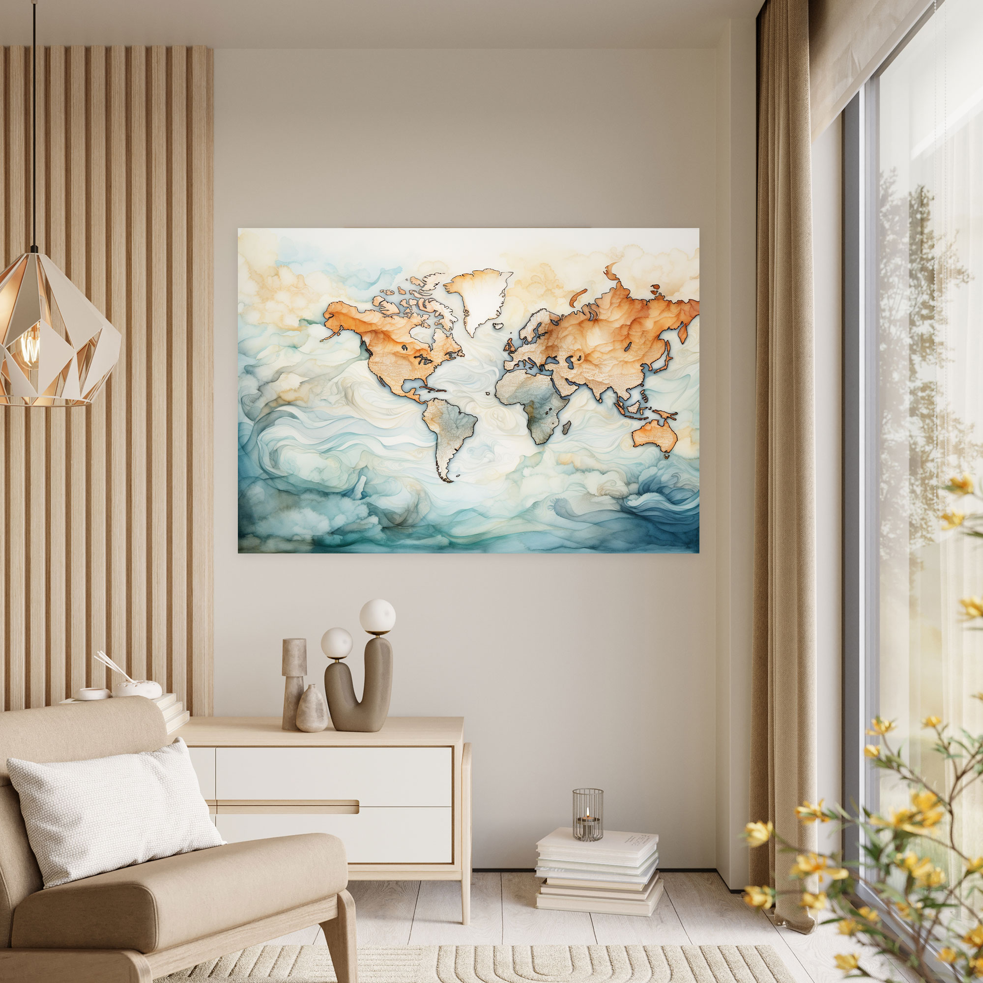 Watercolor World Map Canvas Print - World Map, Wall Decoration, Canvas, Canvas Wall Art