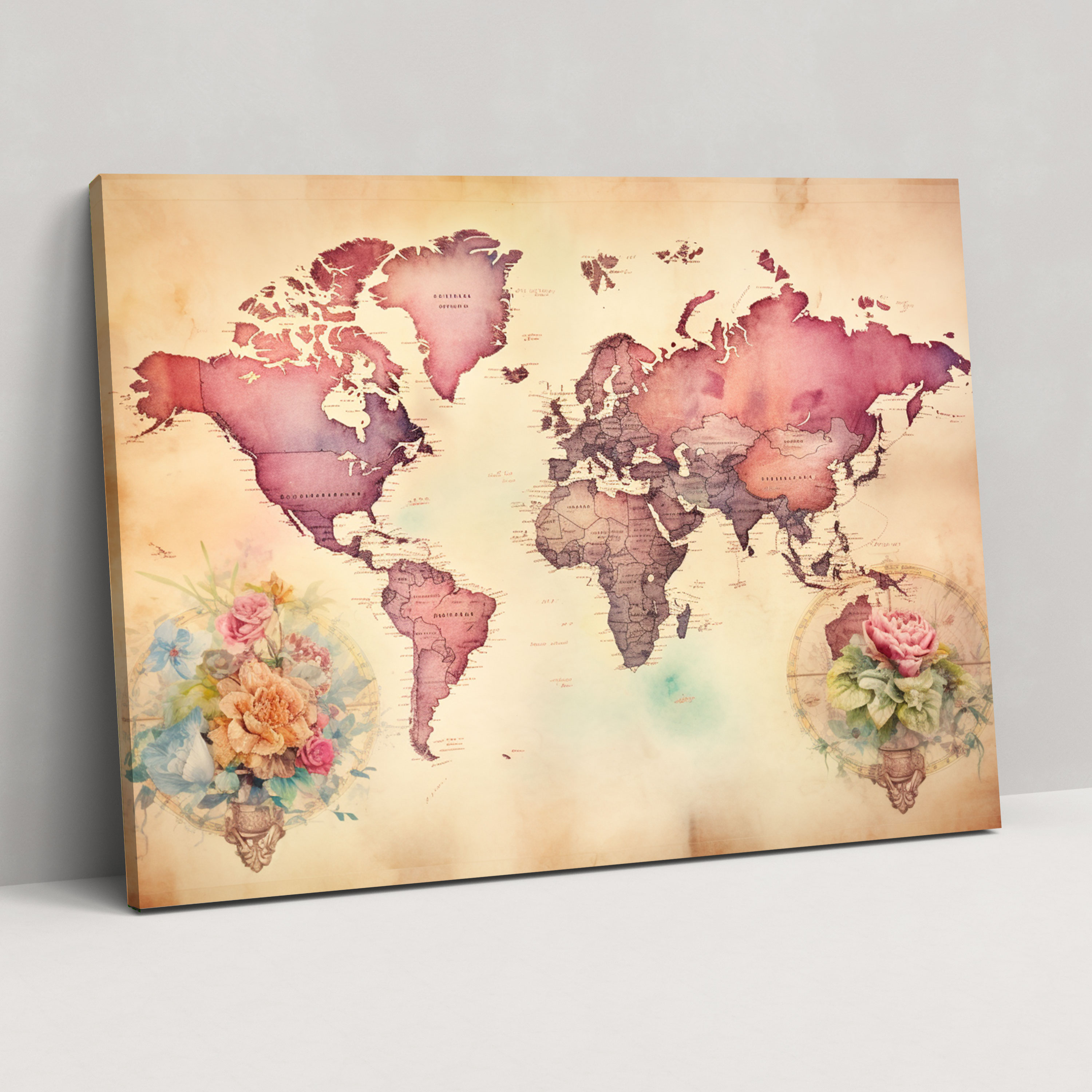World Map Canvas Print - World Map, World Map, Sepia, Antique