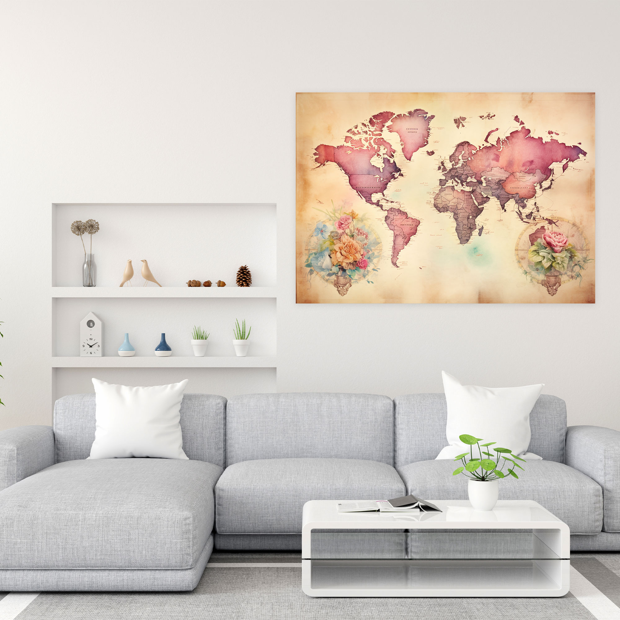 World Map Canvas Print - World Map, World Map, Sepia, Antique