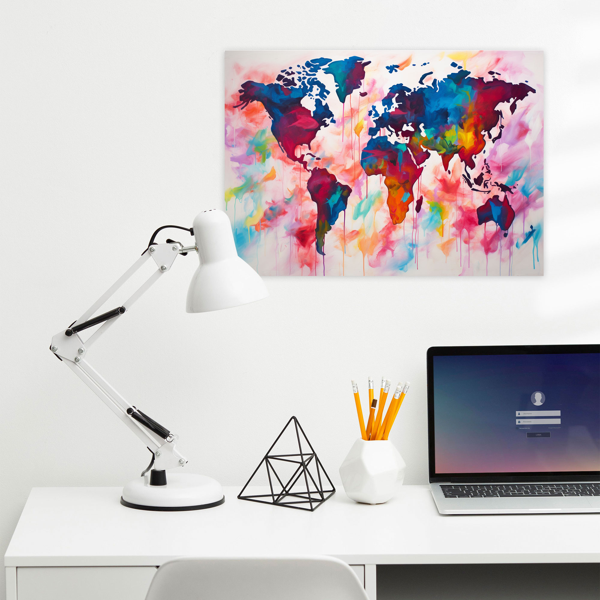 Colorful World Map Wall Art - World Map, Abstract, Lively, Colorful