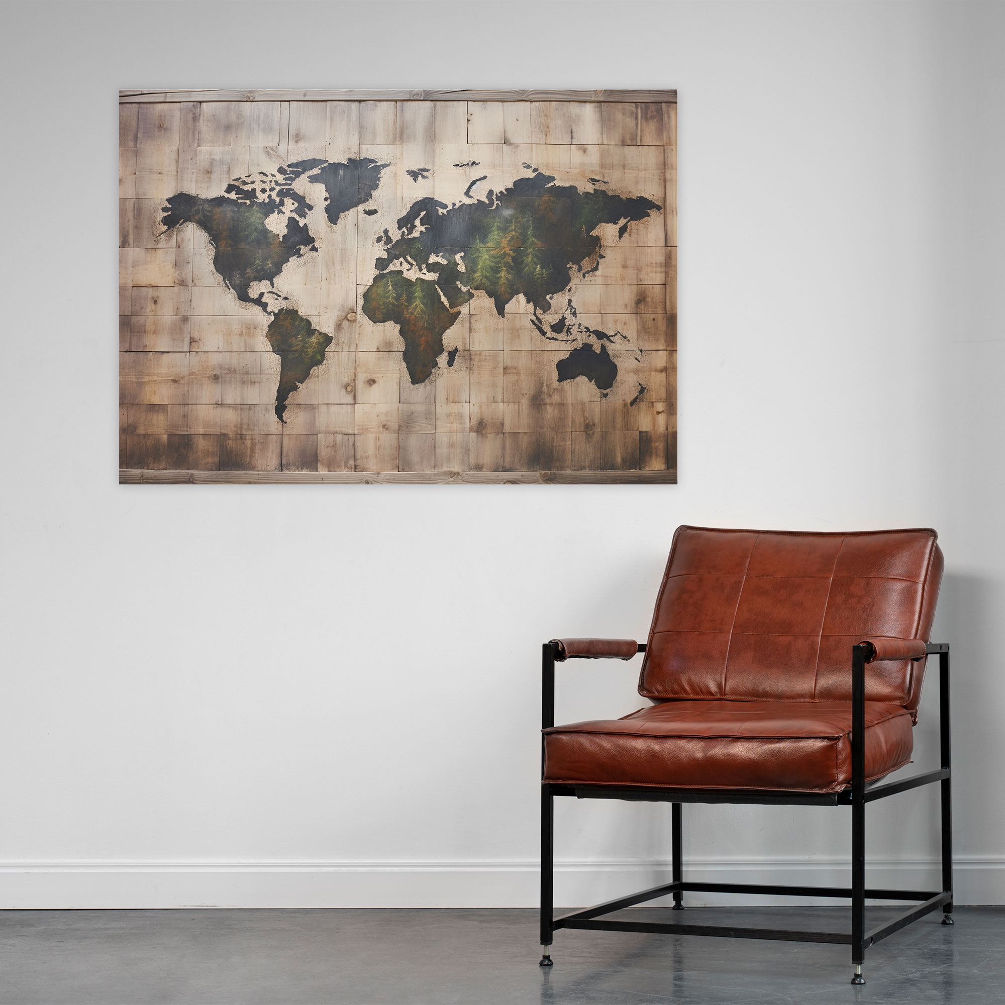 Rustic World Map Wall Art - World Map, Hand-Painted, Canvas Wall Art, Vintage Aesthetics
