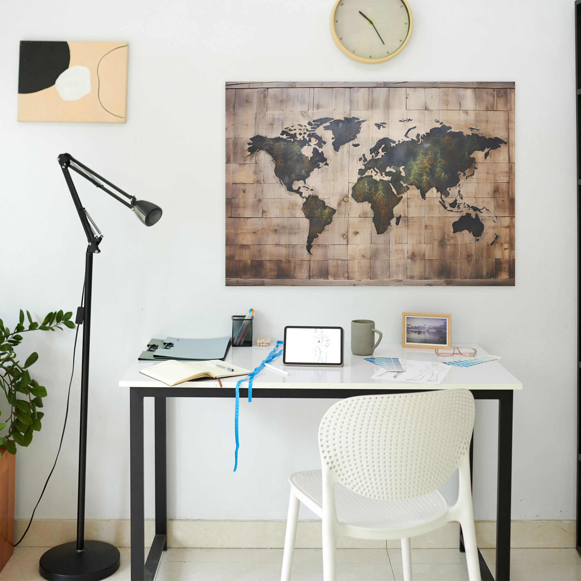 Rustic World Map Wall Art - World Map, Hand-Painted, Canvas Wall Art, Vintage Aesthetics
