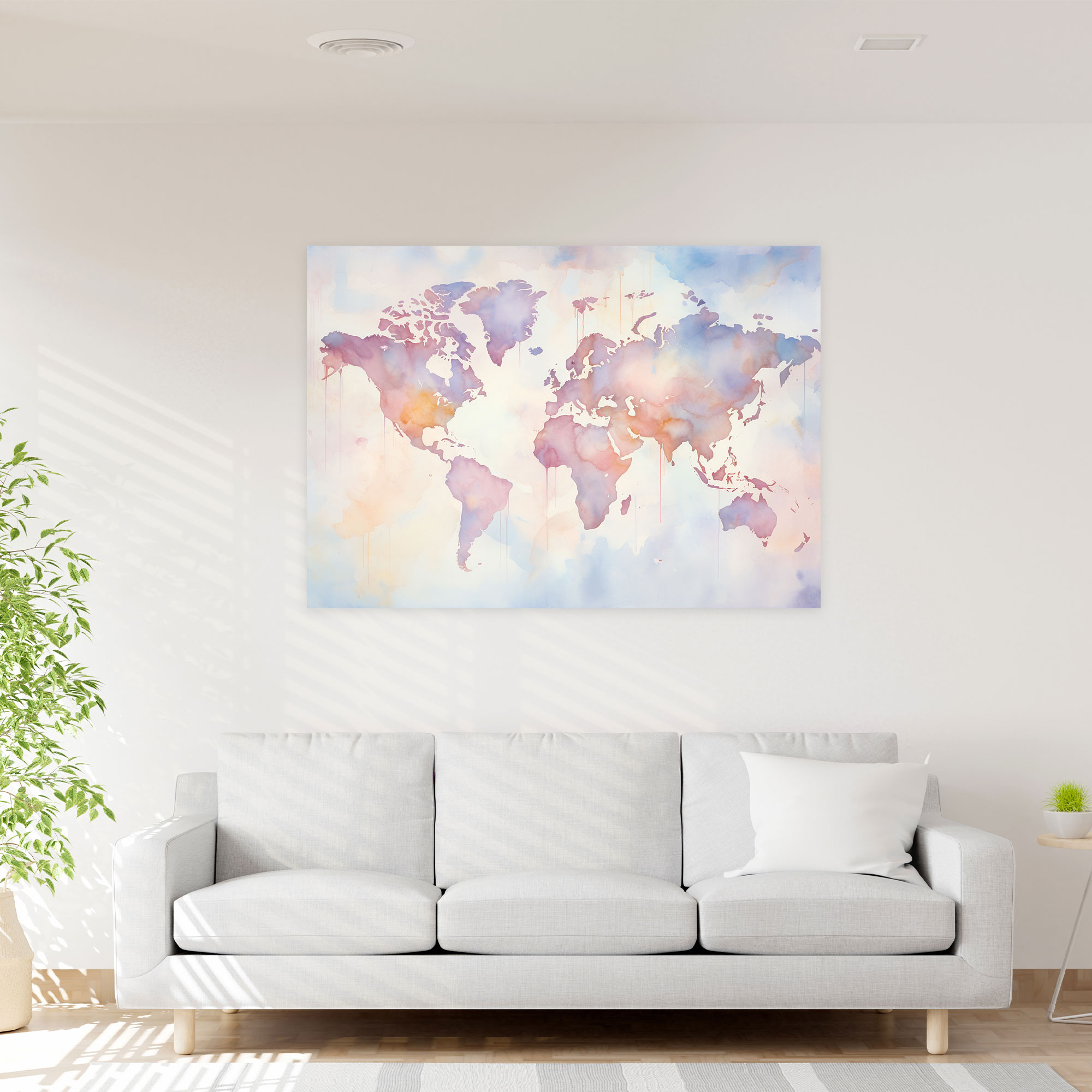 Watercolor World Map Canvas Print - World Map, Canvas Print, Canvas, Home Decoration