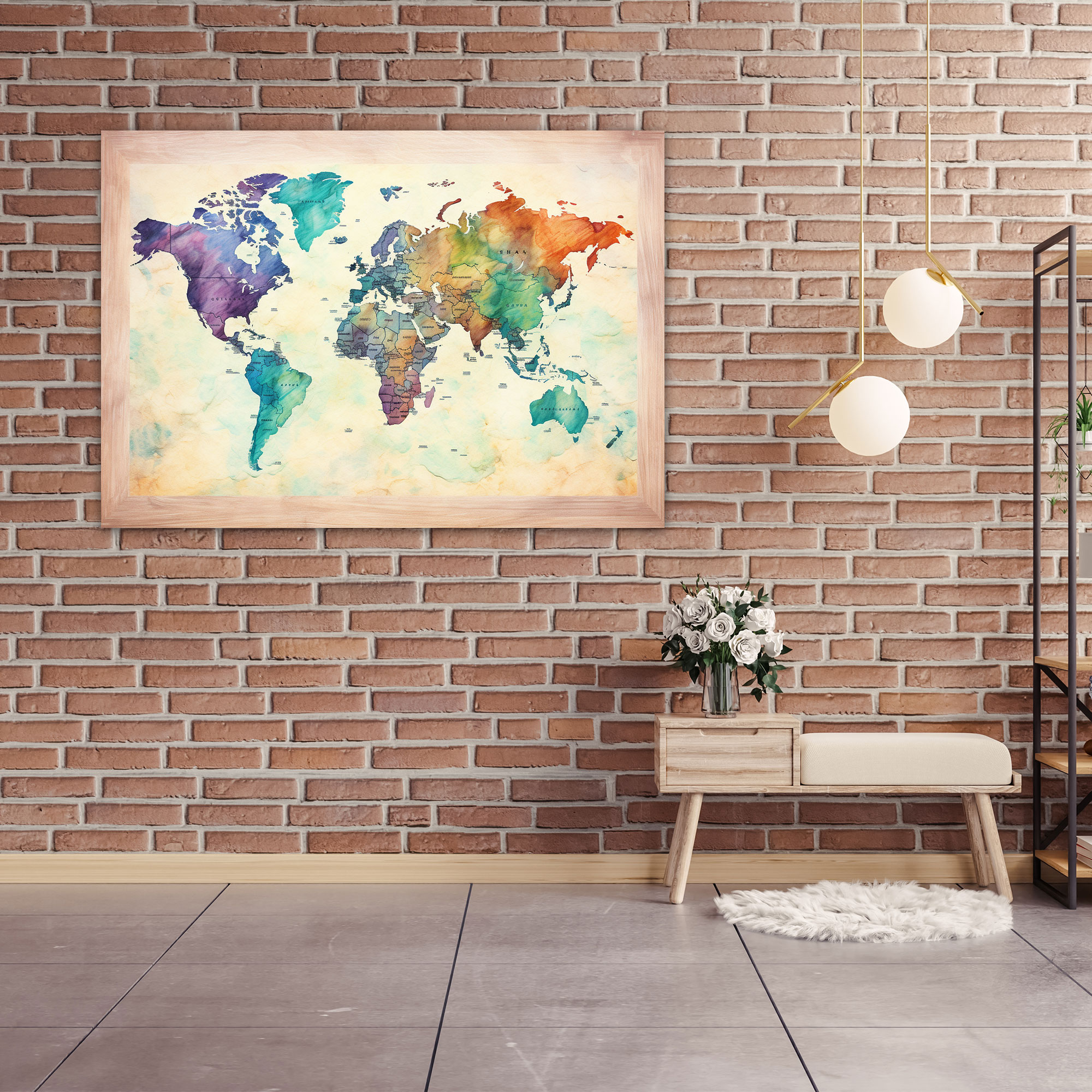 World Map Canvas Print - World Map, Wall Decoration, Home Decoration, World Map