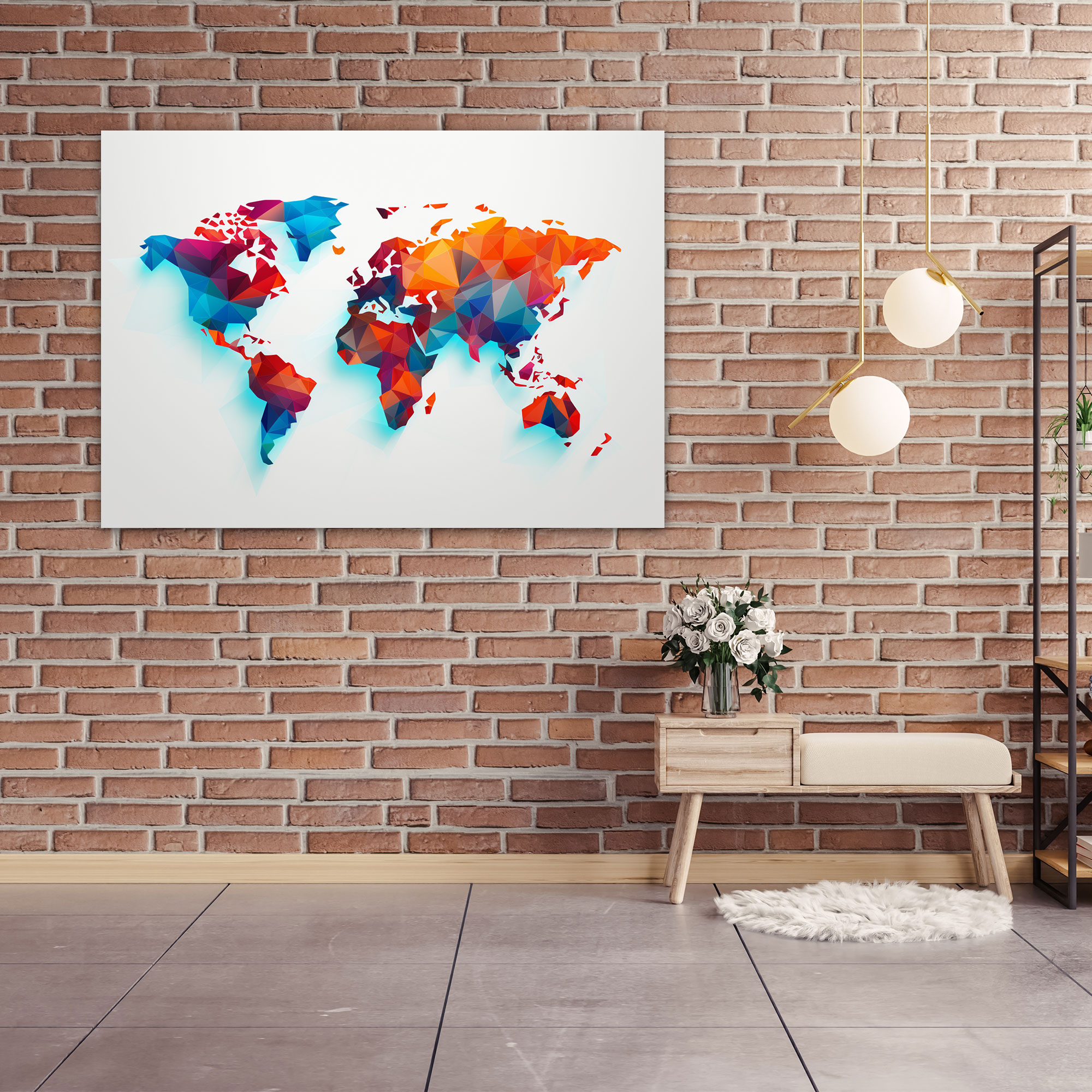 Abstract World Map Canvas Print - World Map, Wall Decoration, Home Decoration, World Map