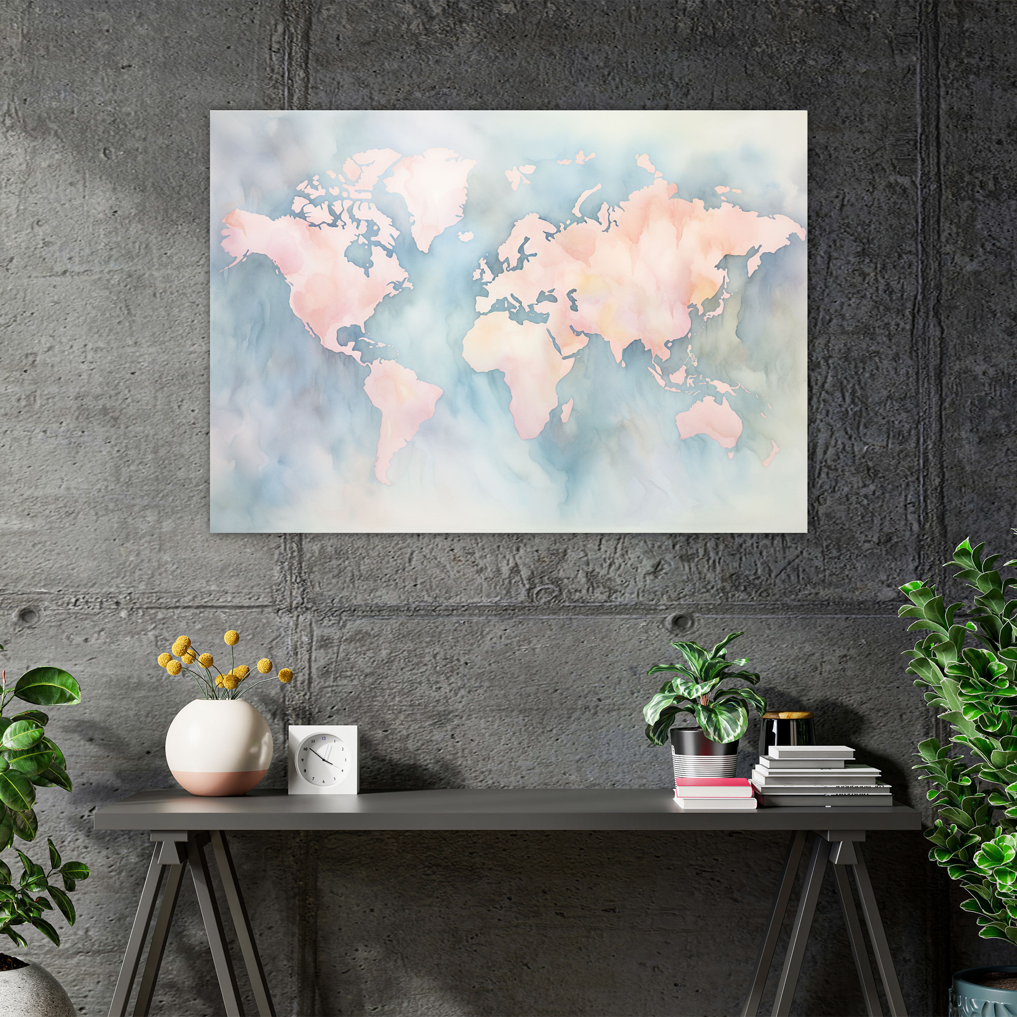 Watercolor World Map Canvas Print - World Map, Canvas Wall Art, Canvas, World Map