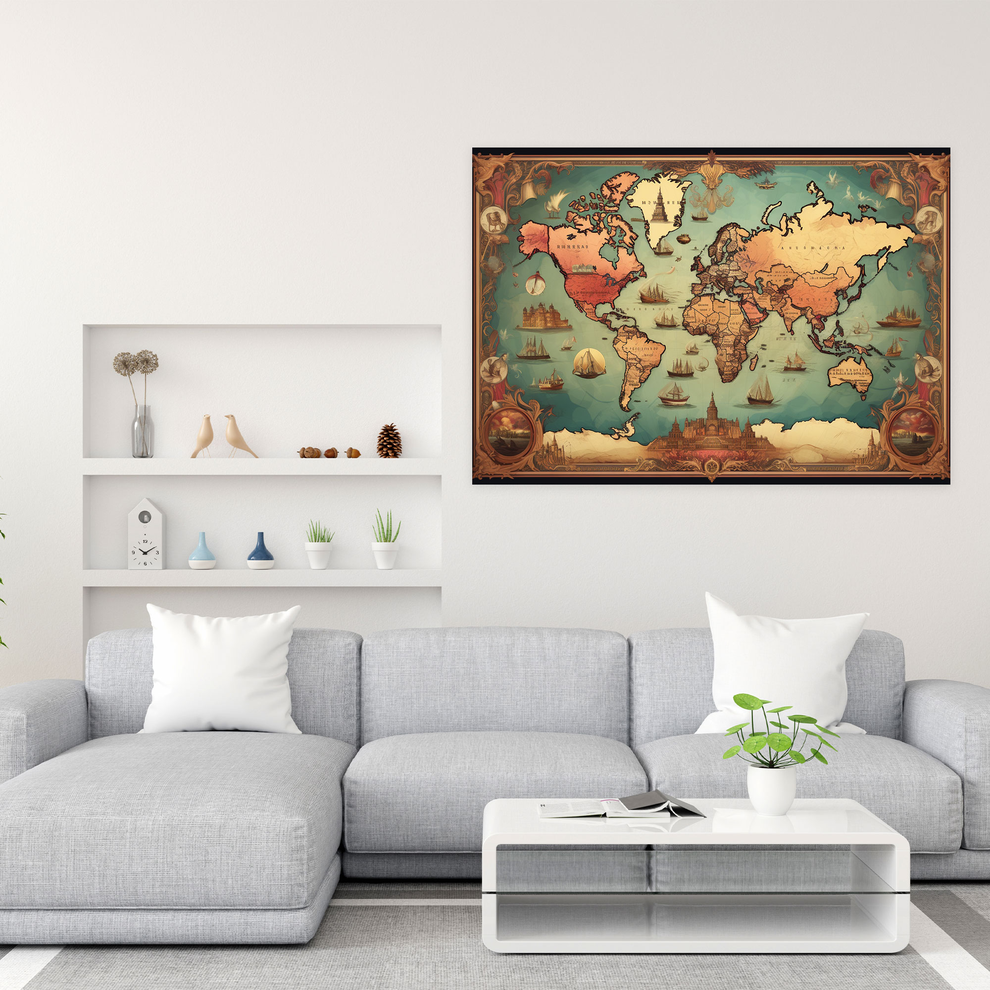 World Map Canvas Print - World Map, Canvas Wall Art, Home Decoration, Wall Decoration