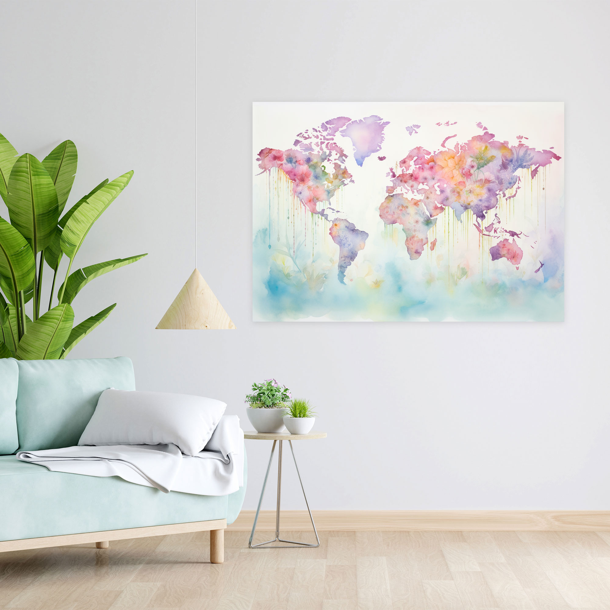Whimsical World Map Wall Art - World Map, Home Decoration, Canvas, Canvas Wall Art