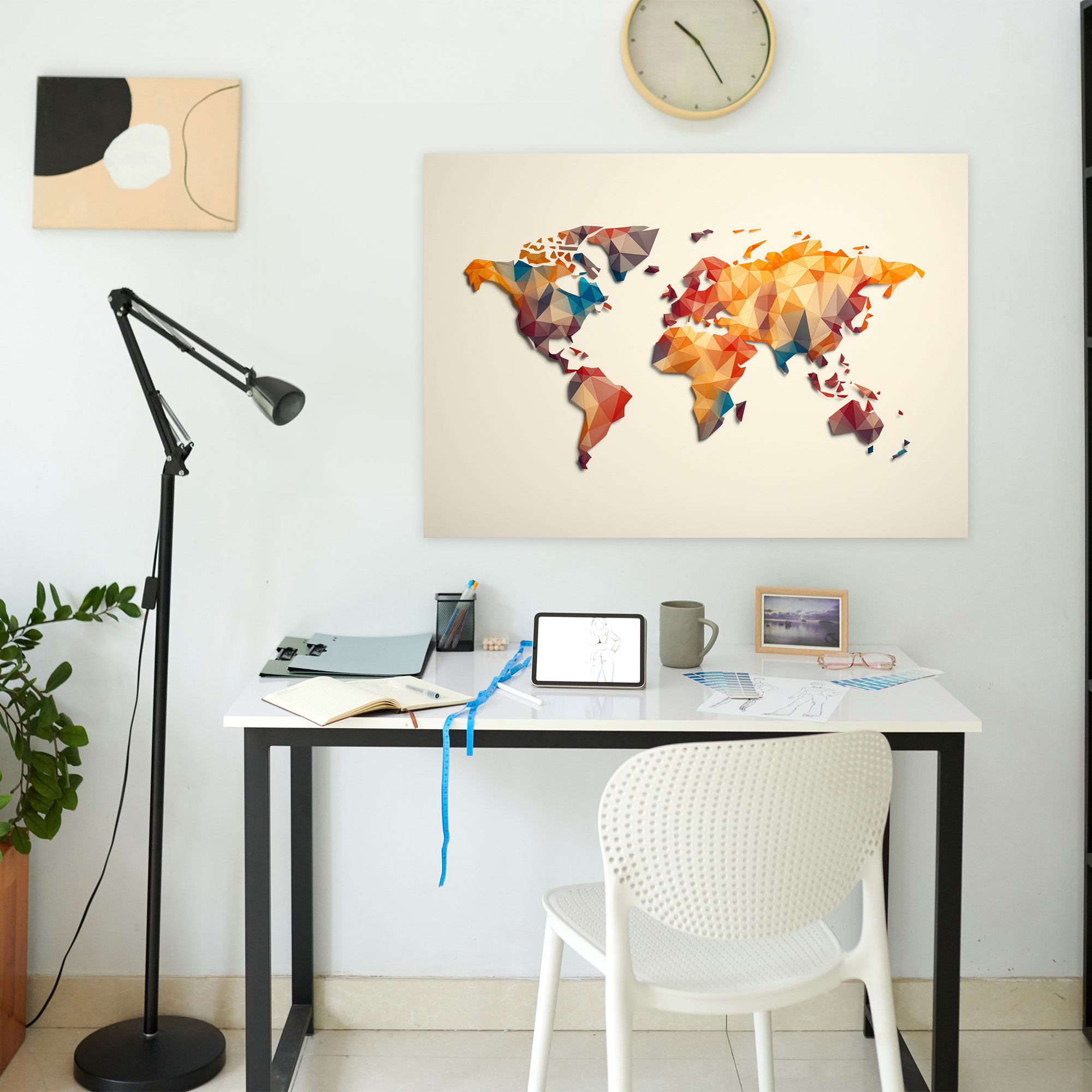 Geometric World Map Wall Art - World Map, Geometric World Map Wall Art, Home Decoration, Canvas Print