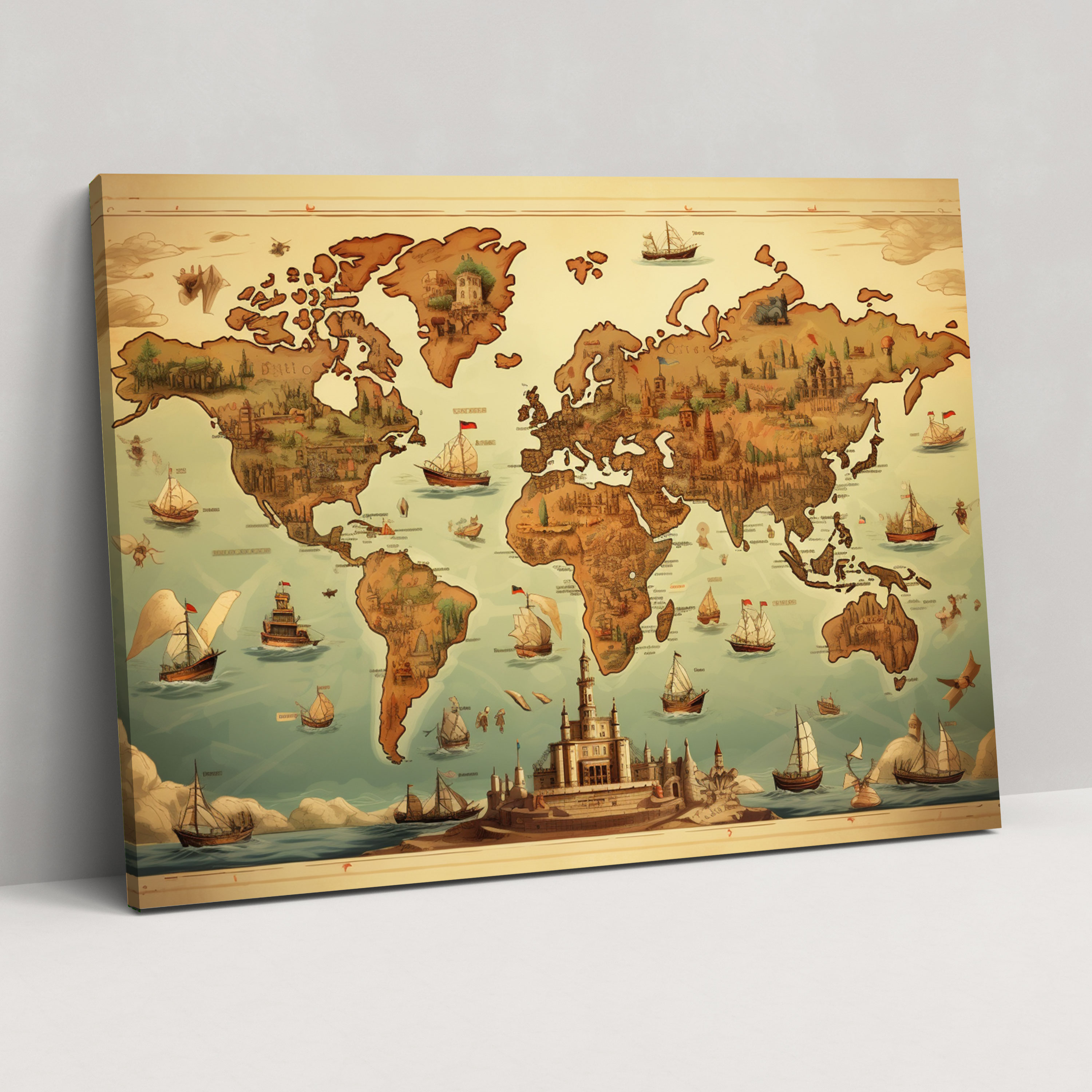 Retro World Map Wall Art - World Map, Retro World Map Wall Art, Home Decoration, Canvas Wall Art