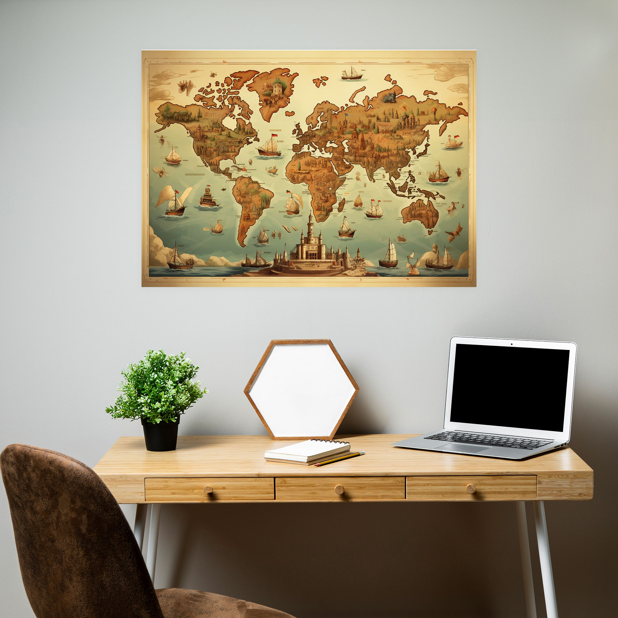 Retro World Map Wall Art - World Map, Retro World Map Wall Art, Home Decoration, Canvas Wall Art