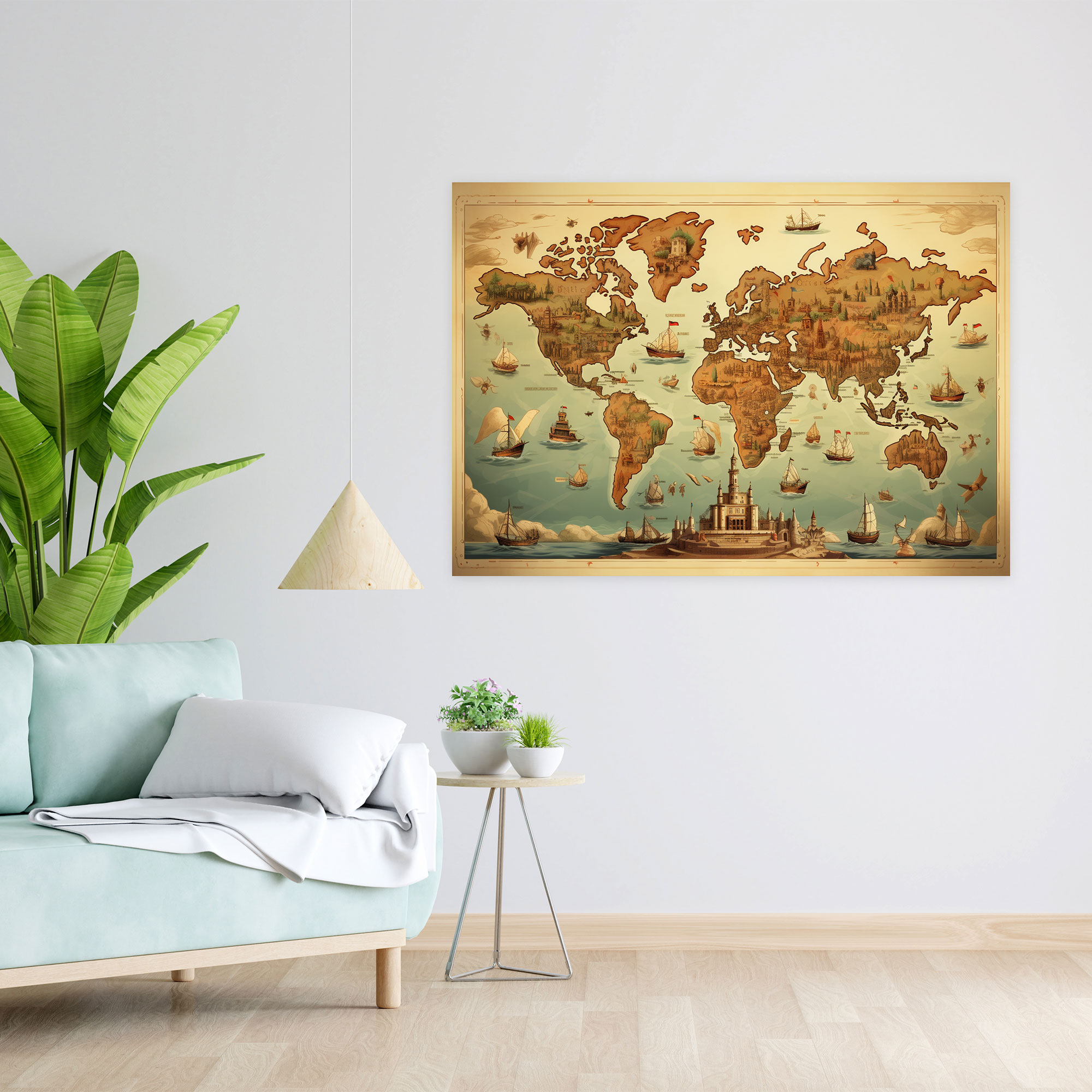 Retro World Map Wall Art - World Map, Retro World Map Wall Art, Home Decoration, Canvas Wall Art