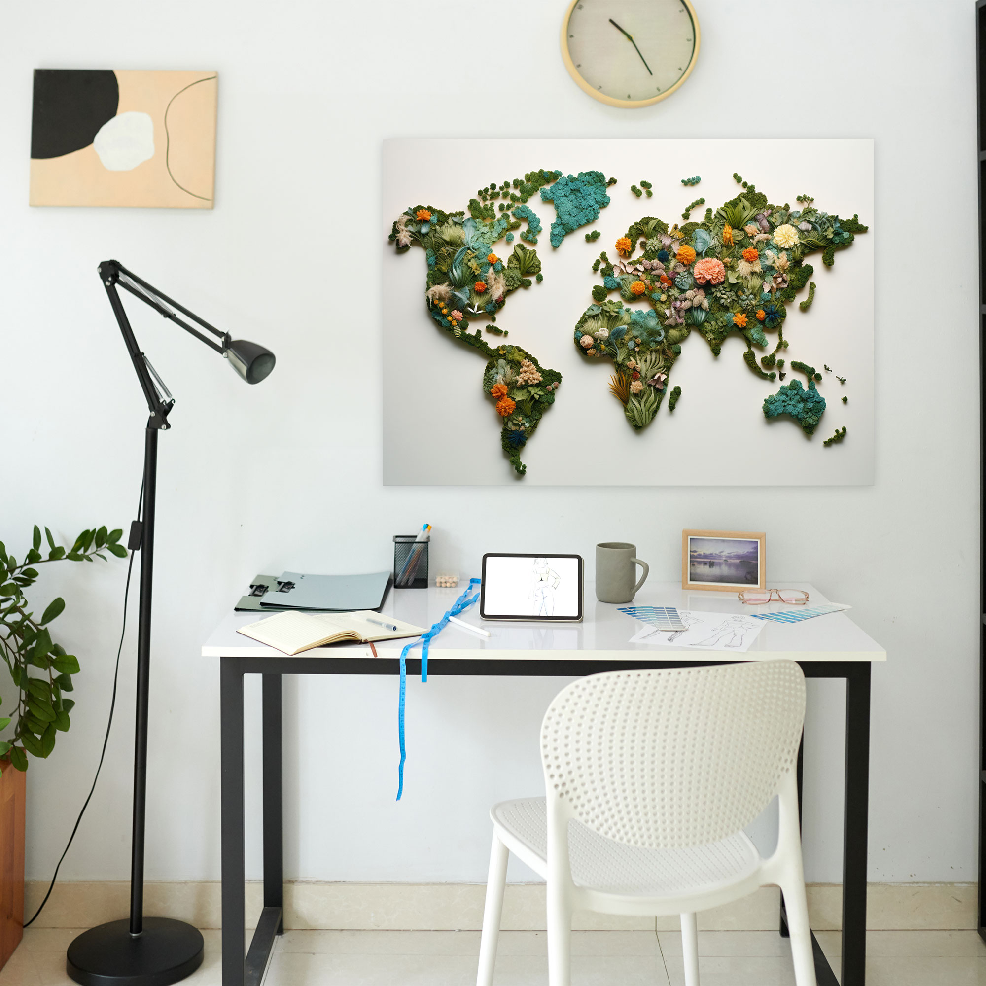Nature-Inspired World Map Canvas Print - World Map, Canvas Print, Home Decoration, Canvas Wall Art