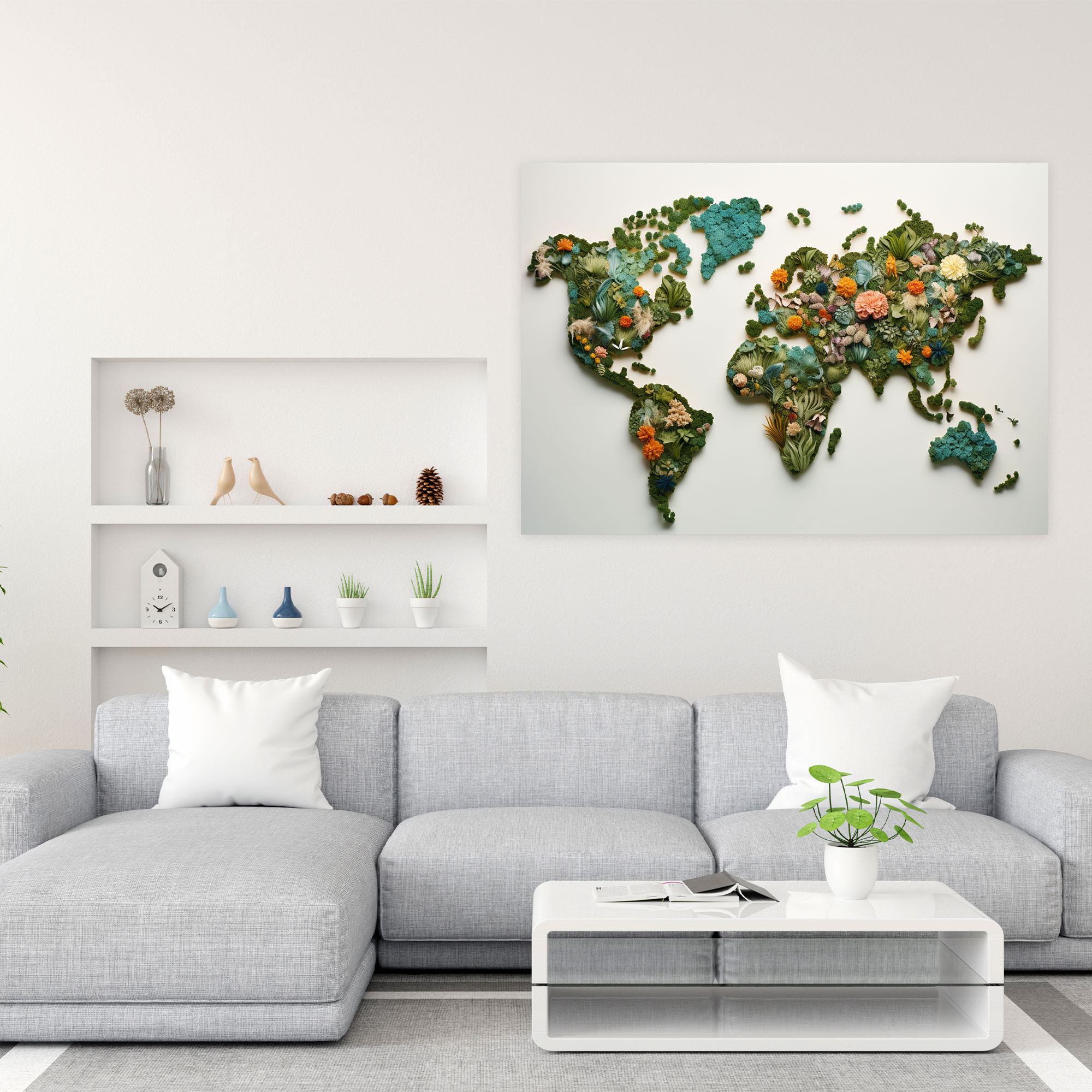 Nature-Inspired World Map Canvas Print - World Map, Canvas Print, Home Decoration, Canvas Wall Art