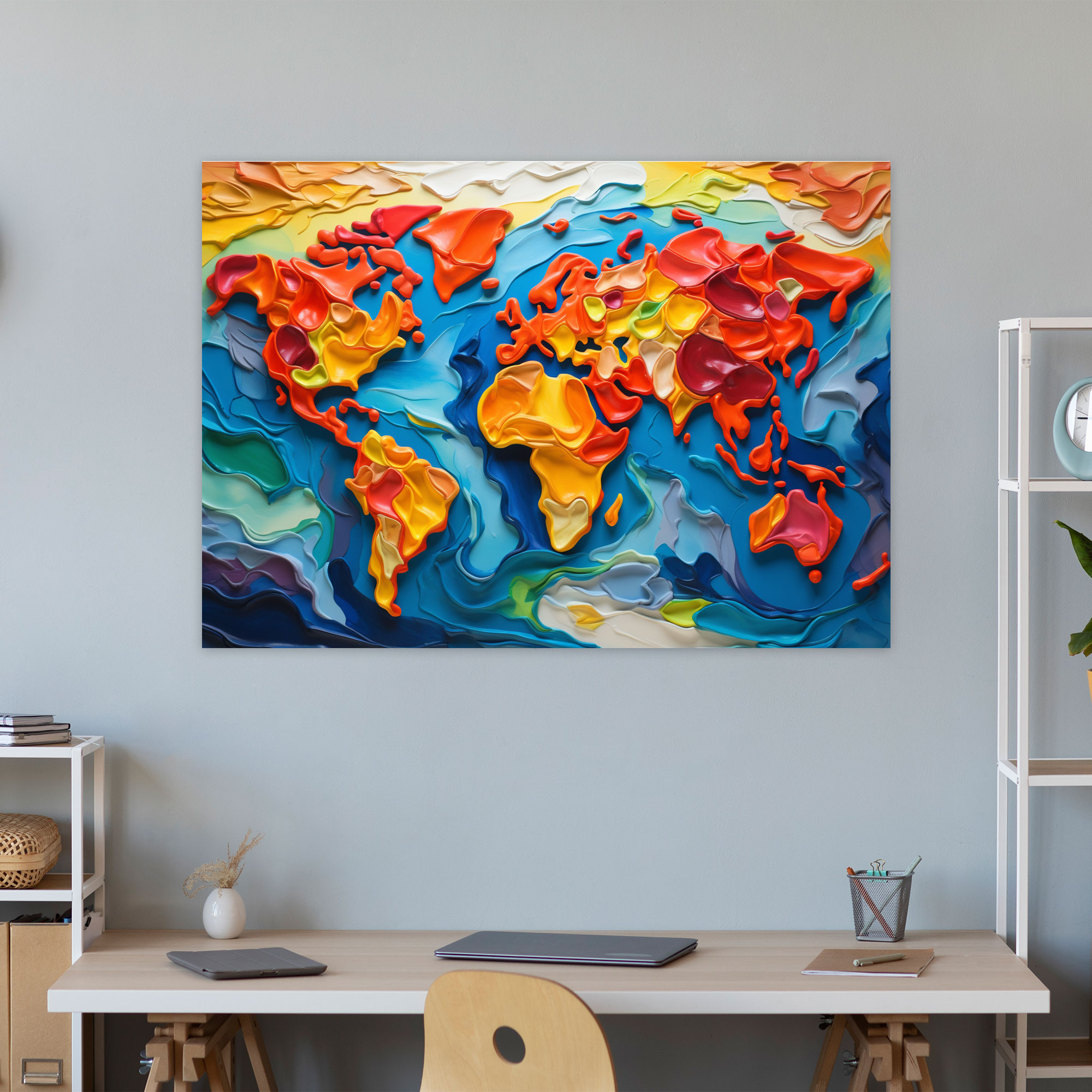Contemporary World Map Wall Art - World Map, Home Decoration, Wall Decoration, Canvas Wall Art
