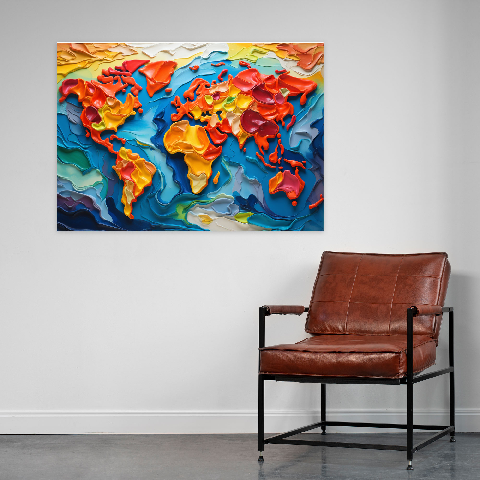 Contemporary World Map Wall Art - World Map, Home Decoration, Wall Decoration, Canvas Wall Art