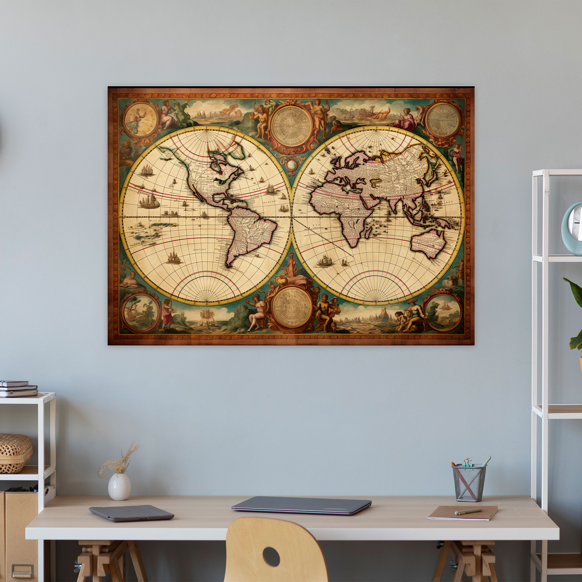 World Map Canvas Print - World Map, Wall Decoration, Canvas Print, Rich Colors