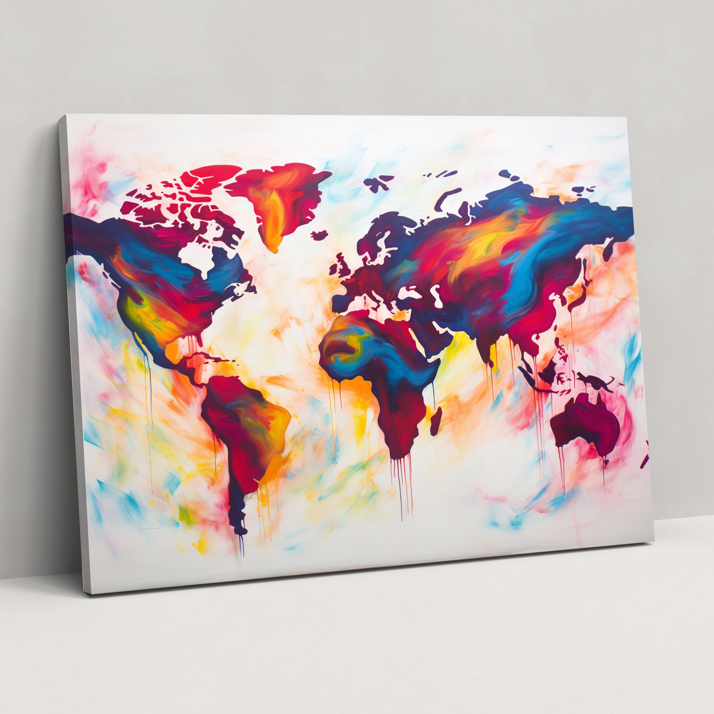 World Map Wall Art - World Map, Canvas Wall Art, Wall Decoration, Abstract