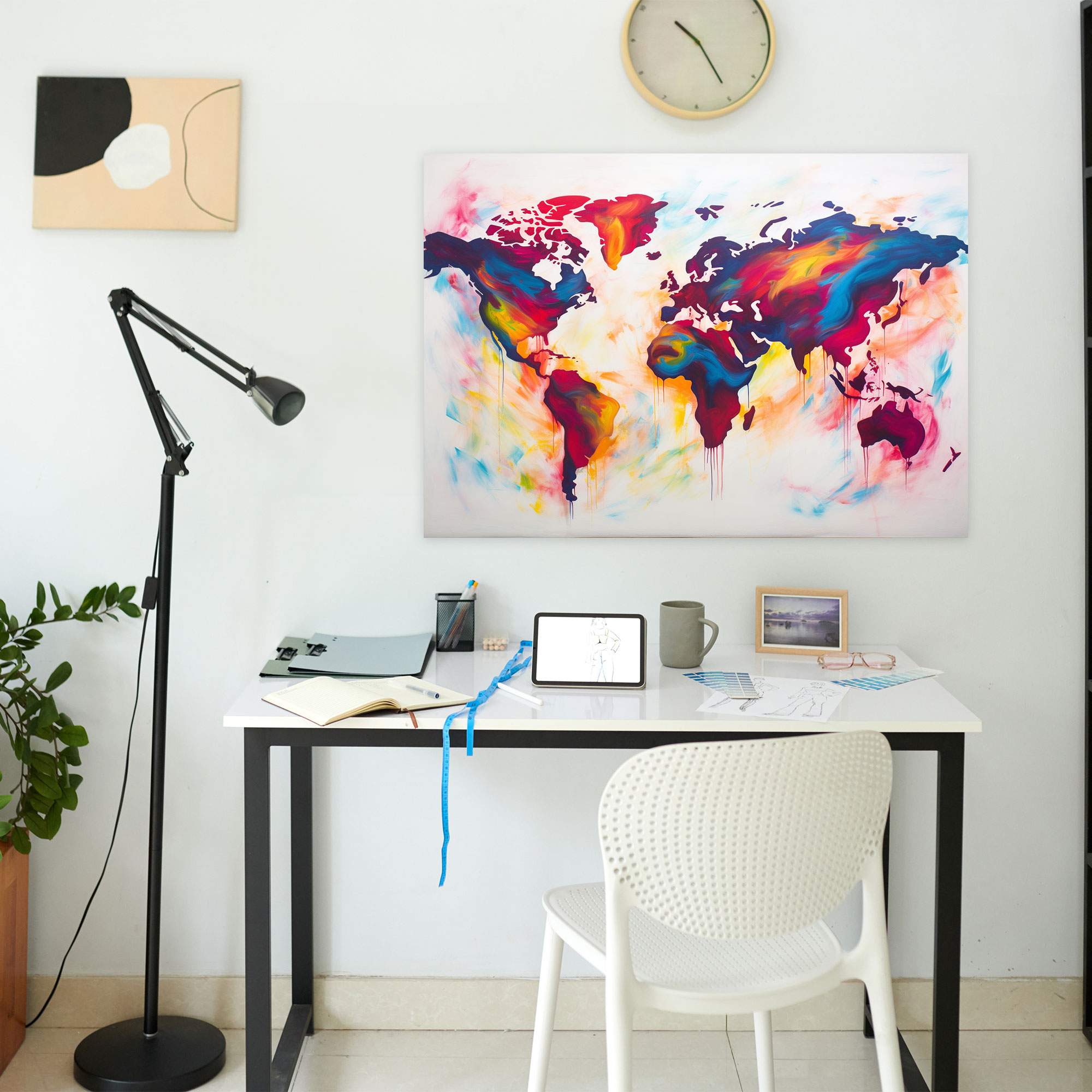 World Map Wall Art - World Map, Canvas Wall Art, Wall Decoration, Abstract