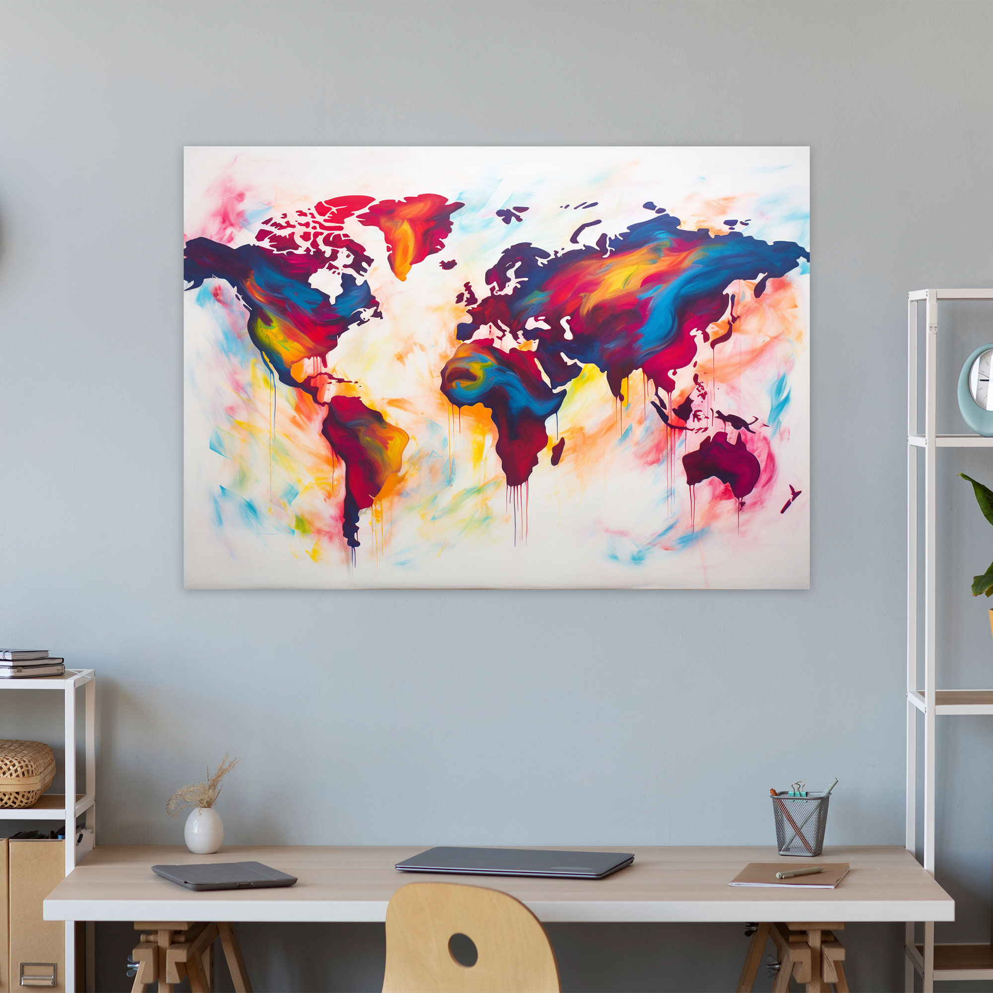 World Map Wall Art - World Map, Canvas Wall Art, Wall Decoration, Abstract